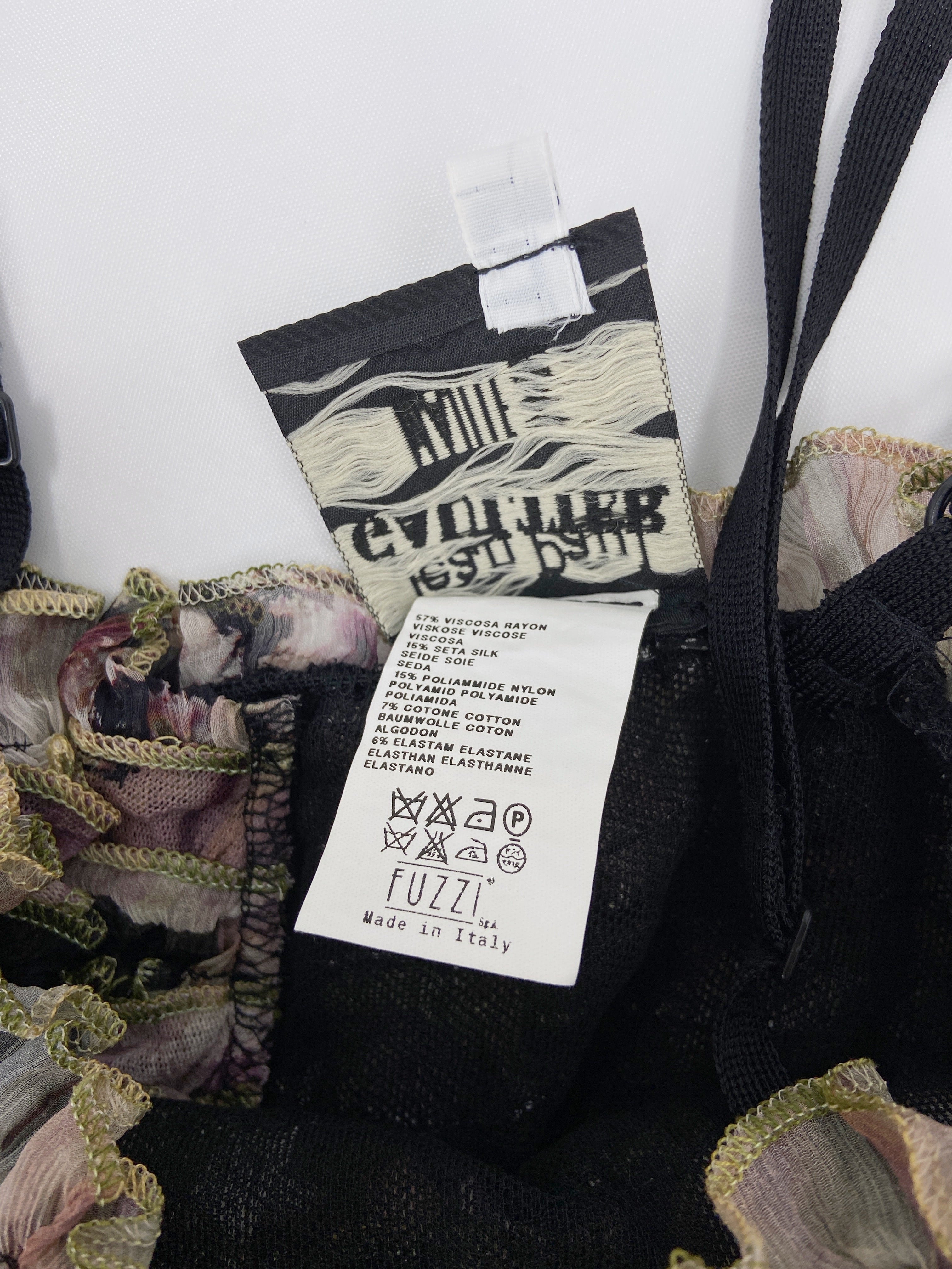 Jean Paul Gaultier Spring 2011 Ruched Floral Mesh Dress S - 14