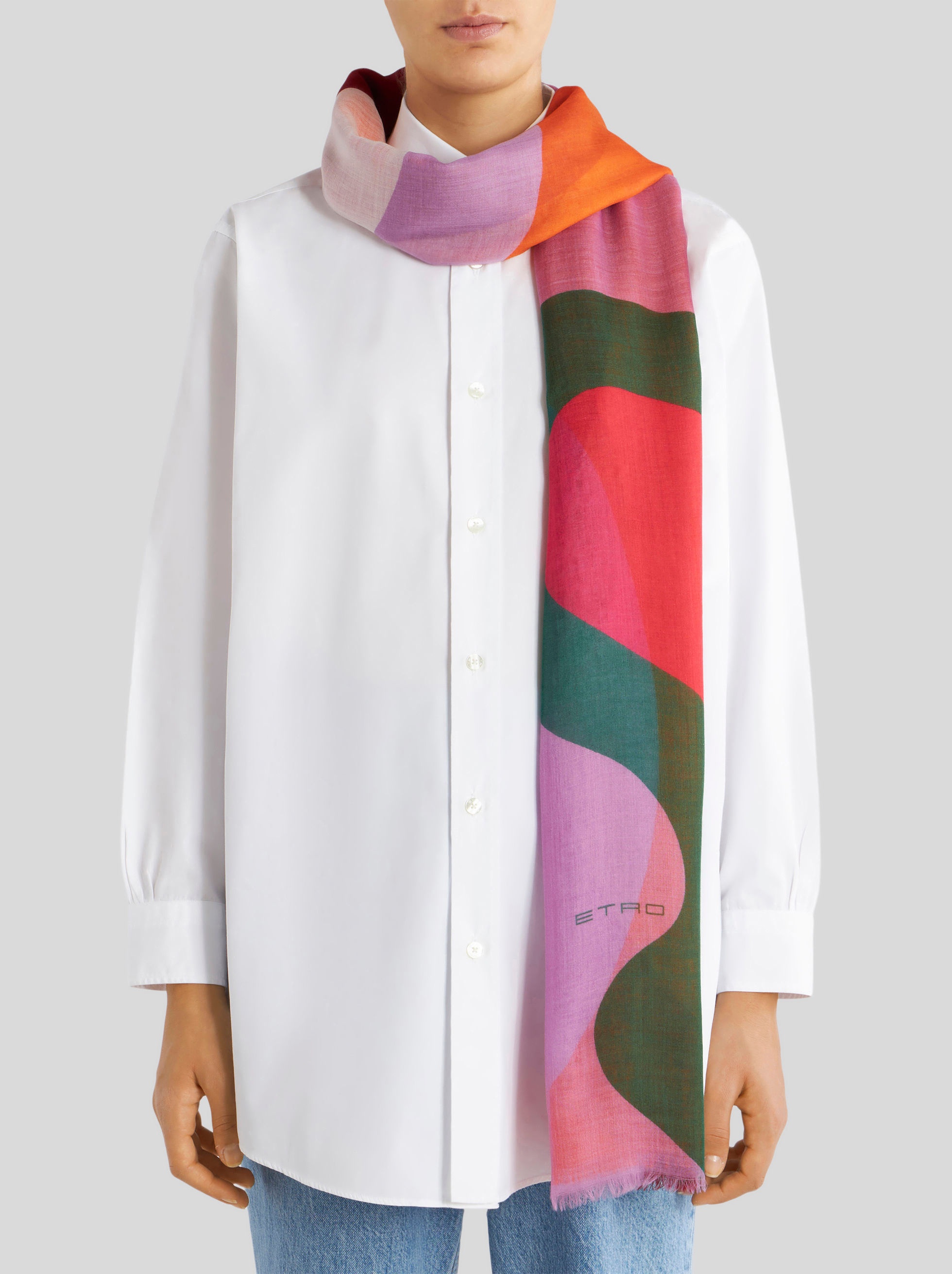 CASHMERE SCARF WITH COLOUR BLOCK WAVES - 2