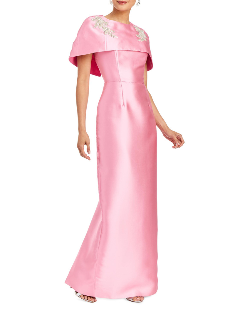 Women's Eve Embellished Convertible-Cape Column Gown - Primrose Pink 3