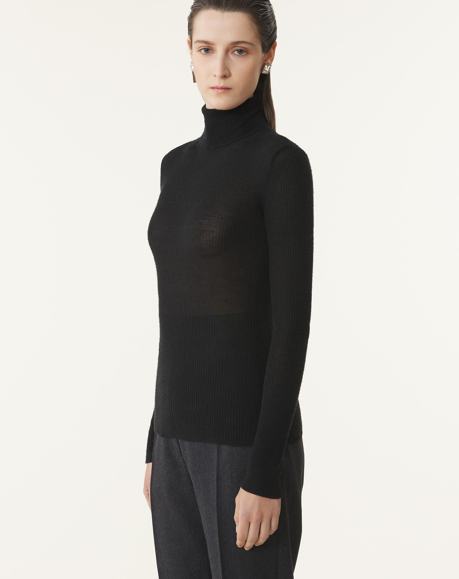 MERINO WOOL AND SILK TURTLENECK SWEATER - 3
