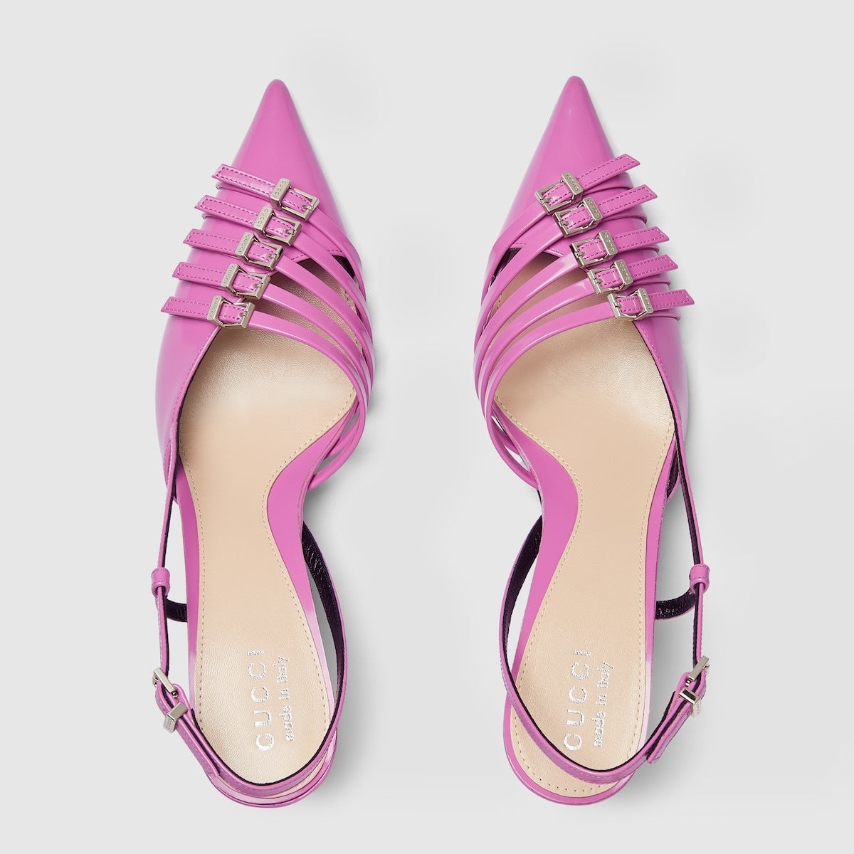Gucci Regent Leather Buckles Slingback Pumps - 3