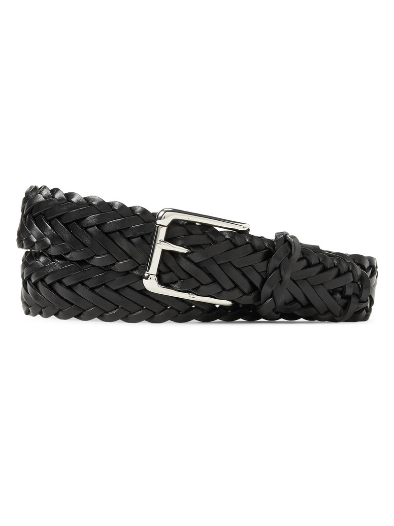 Men's Braided Vachetta Leather Belt - Black 1