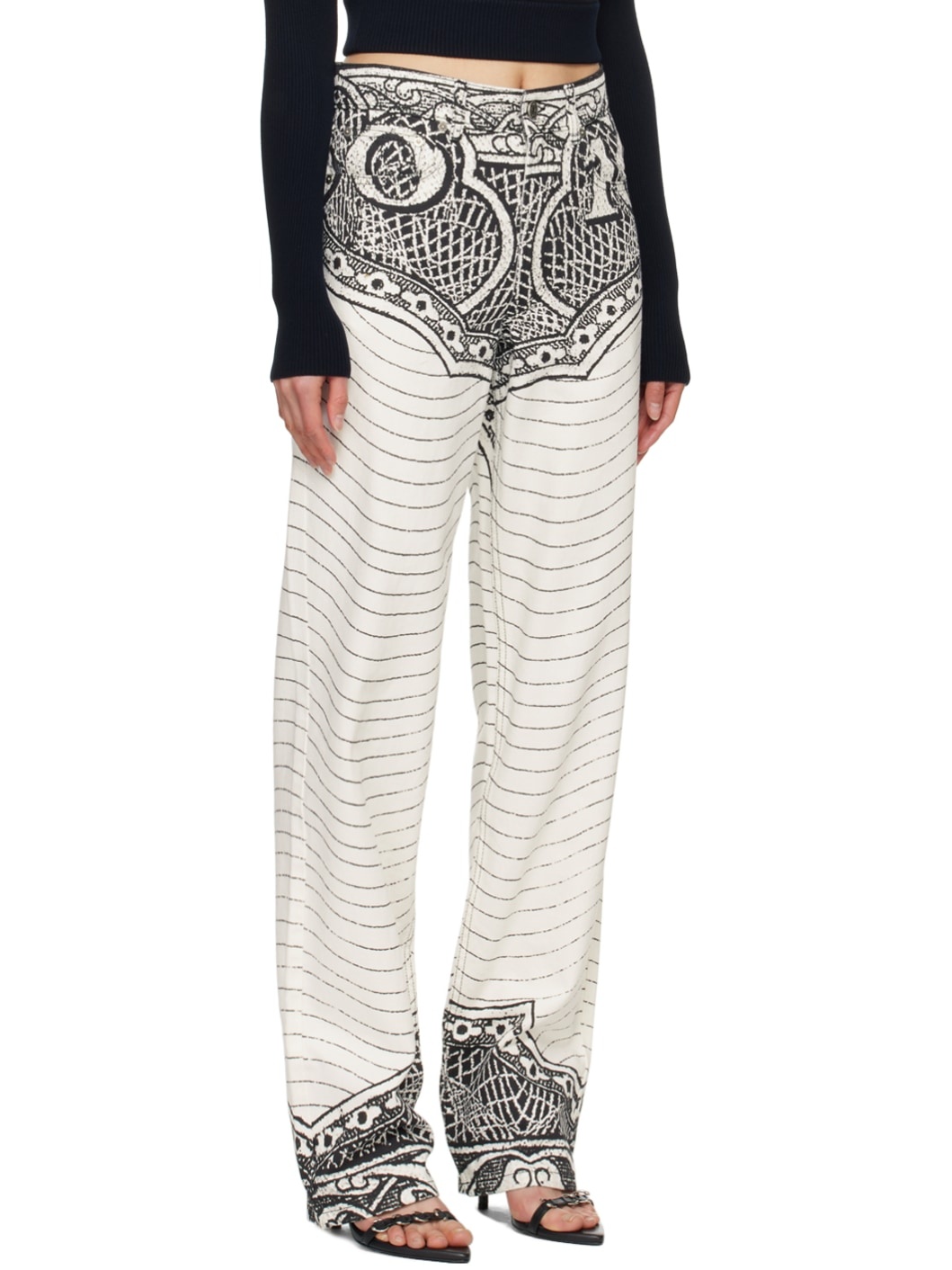 White Printed Jeans - 2