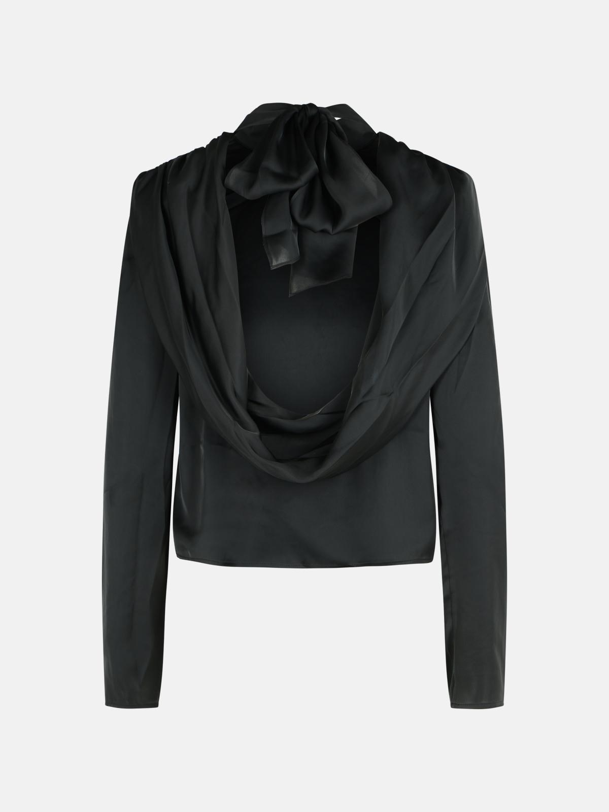 DRAPED TOP IN BLACK POLYESTER - 3