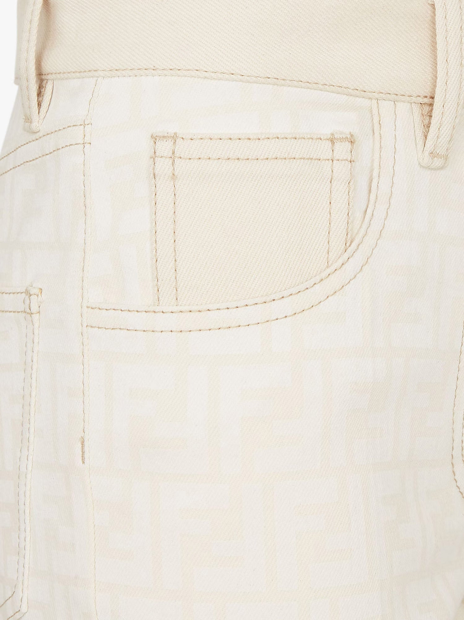 Ff Off White Denim Trouser - 4
