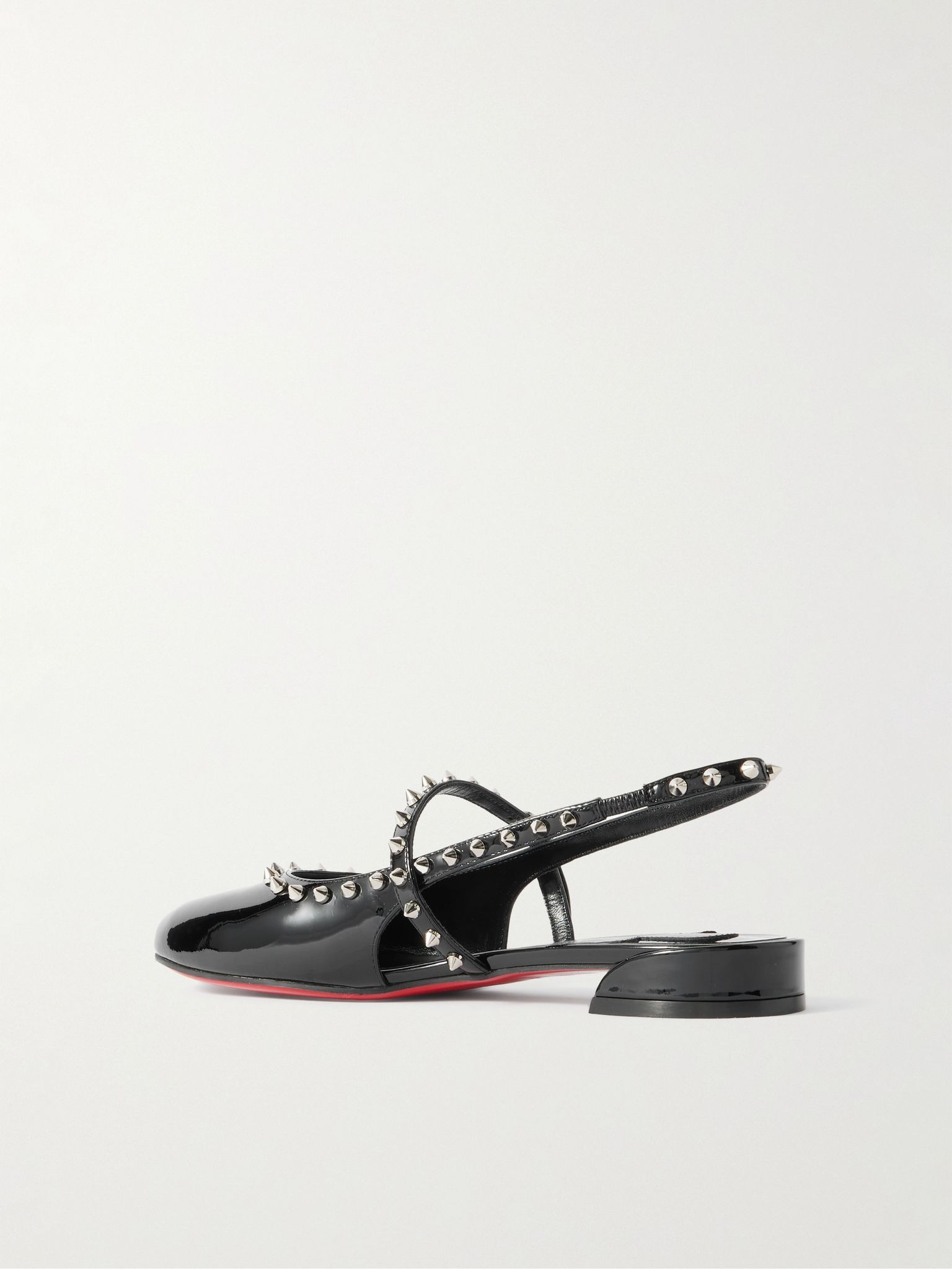 Sweet Janispikes studded patent-leather slingback flats Black - 3