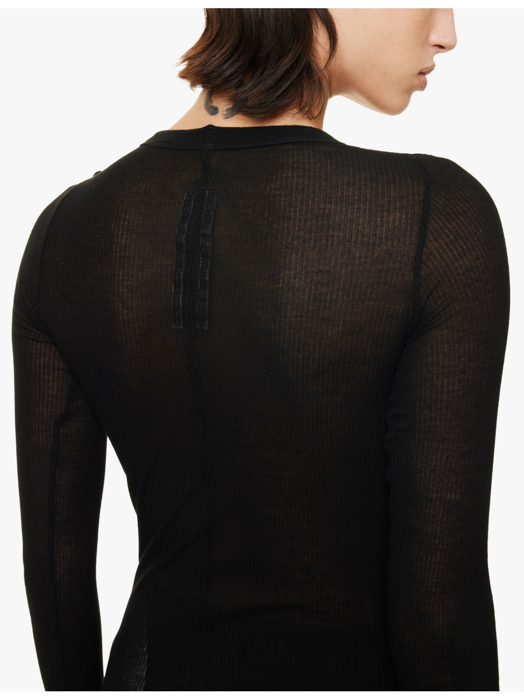 Semi-sheer long-sleeved knitted T-shirt - 5