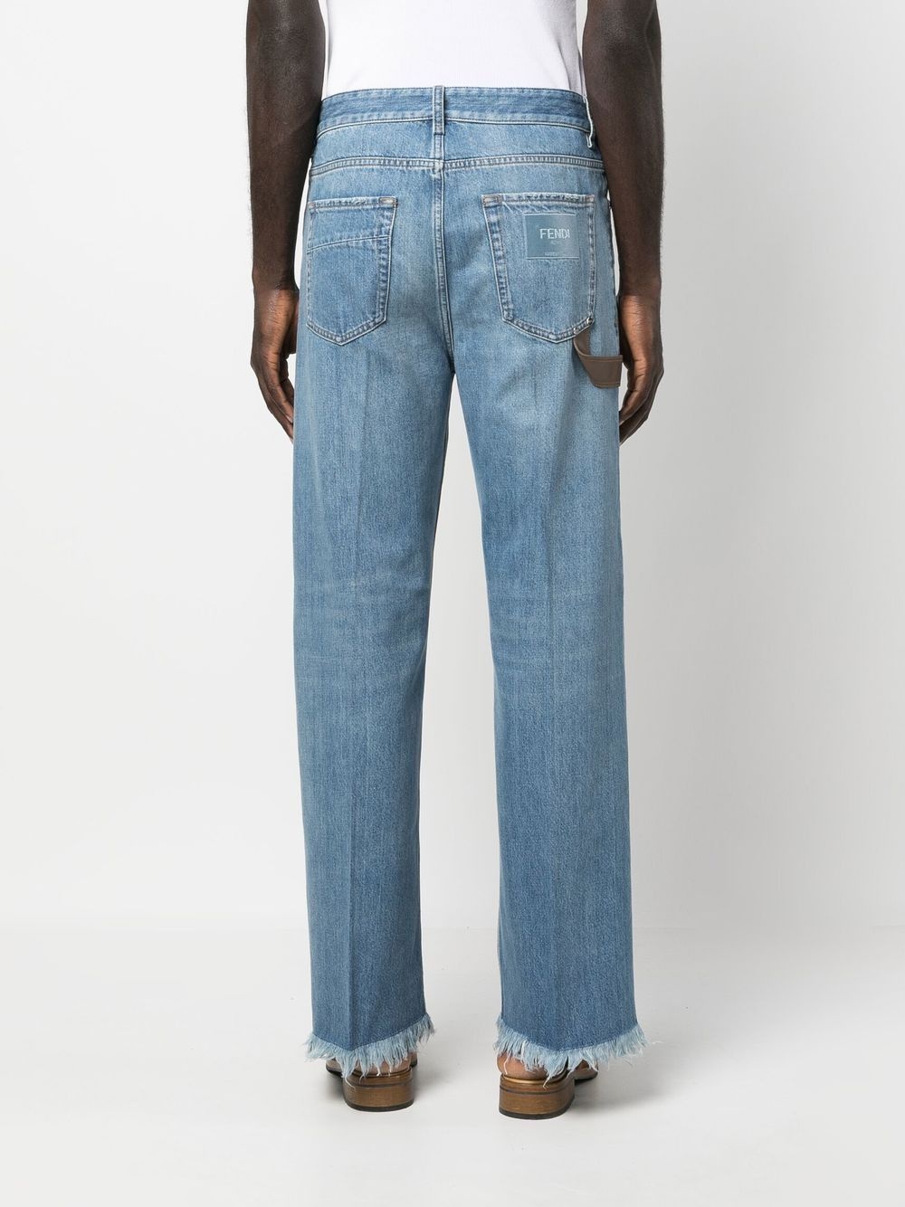 contrast-detail straigh-leg jeans - 4