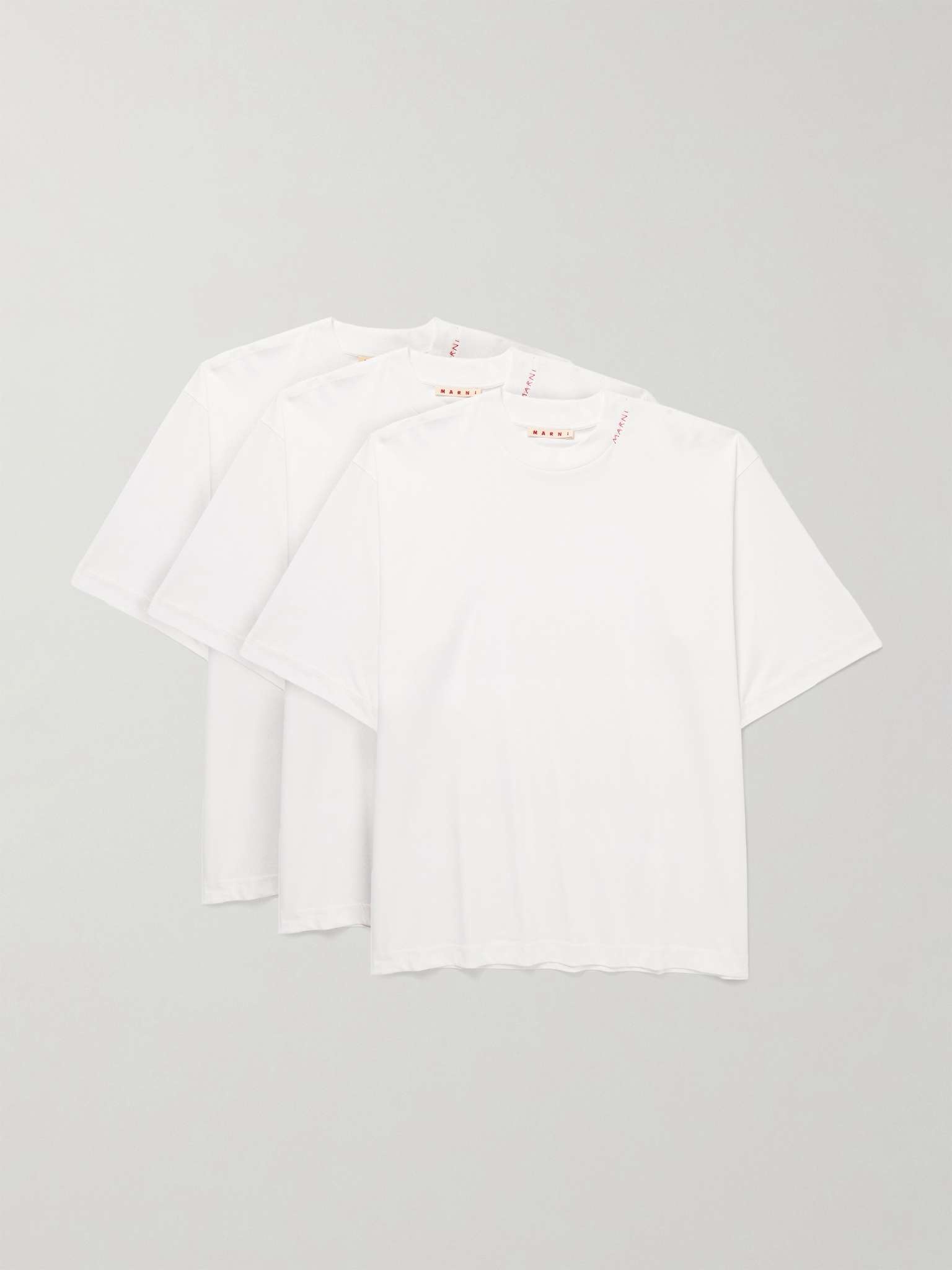Three-Pack Logo-Embroidered Cotton-Jersey T-Shirts - 1