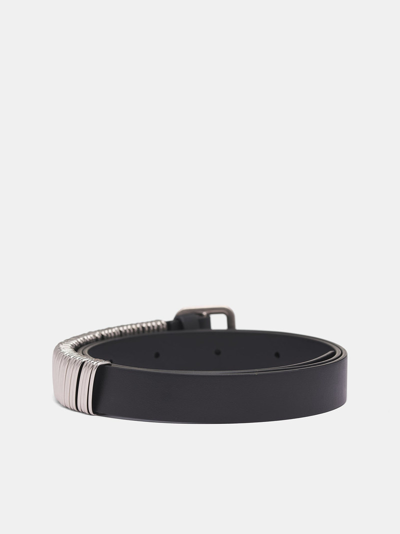 Jil Sander Black Leather Metal Ring Belt outlook