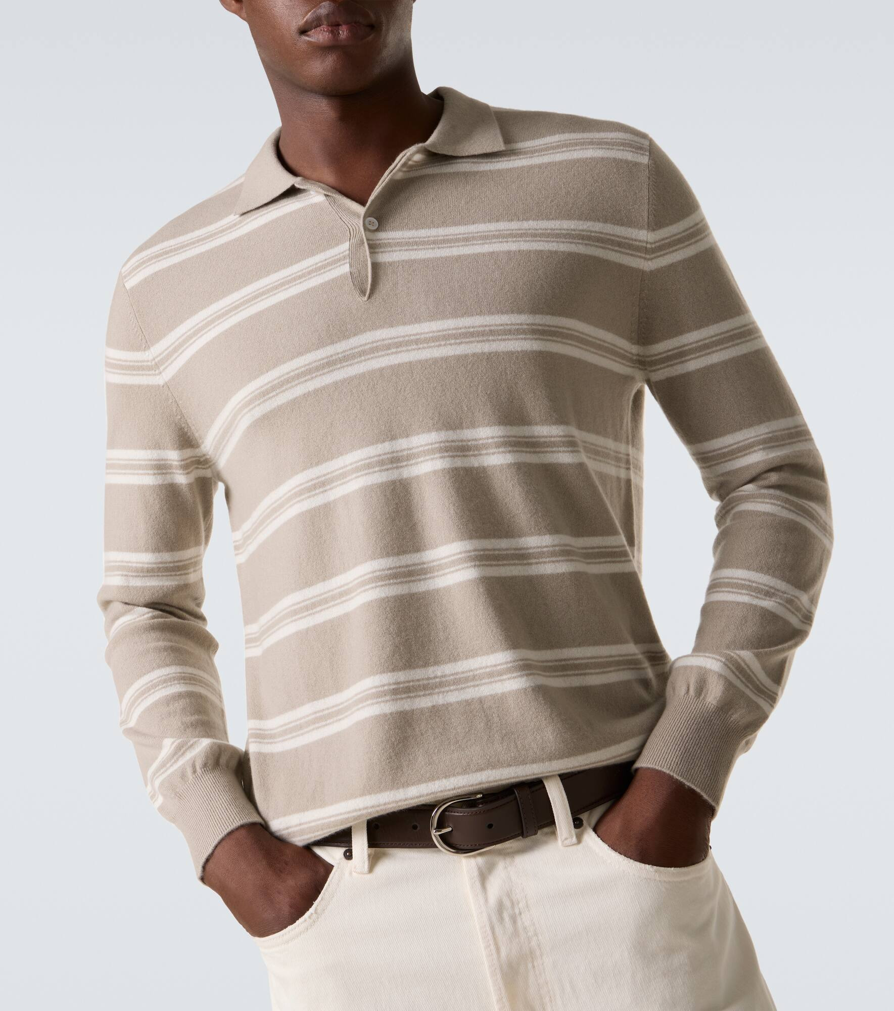 Mr Swansea striped cashmere polo sweater - 5