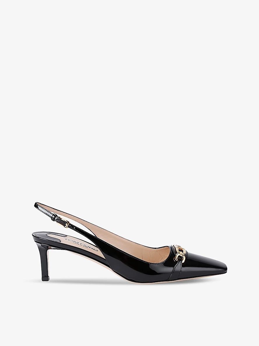 Whitney logo-embellished patent-leather slingback courts - 1