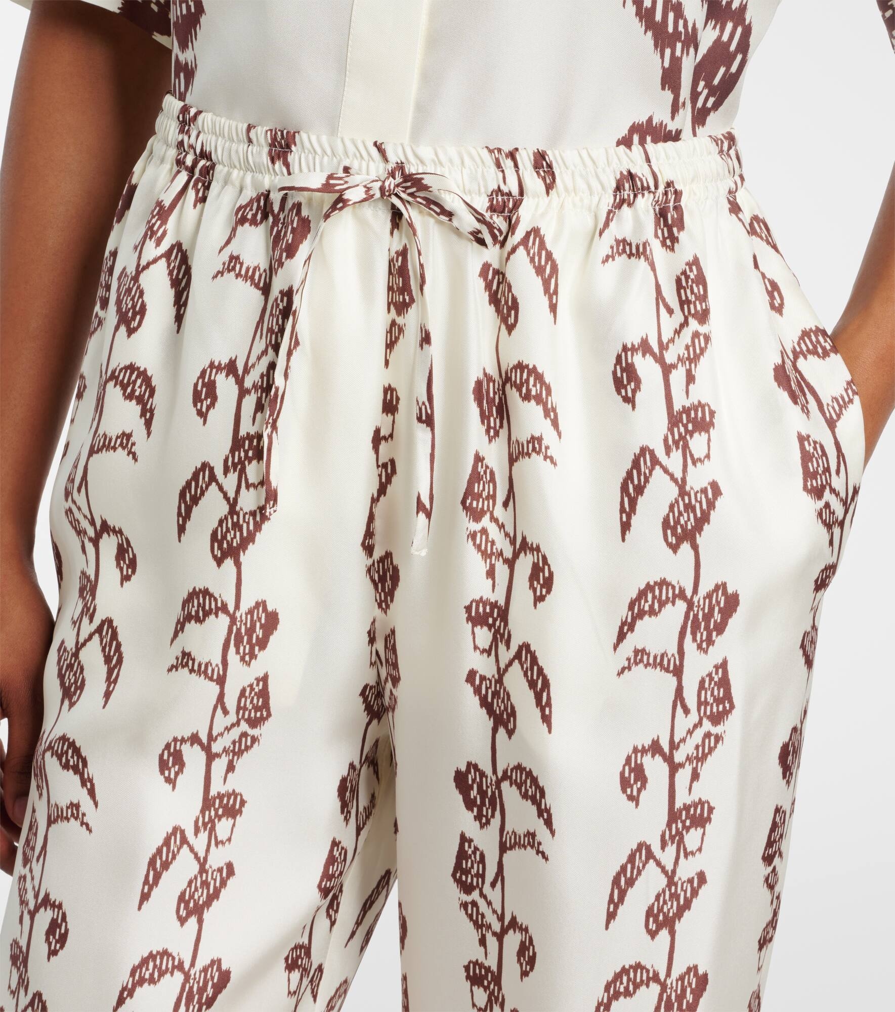 Aurelia silk twill wide-leg pants - 4