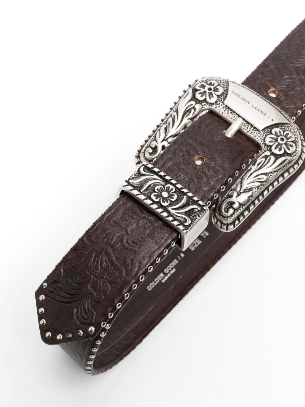 decorated-buckle leather belt - 2
