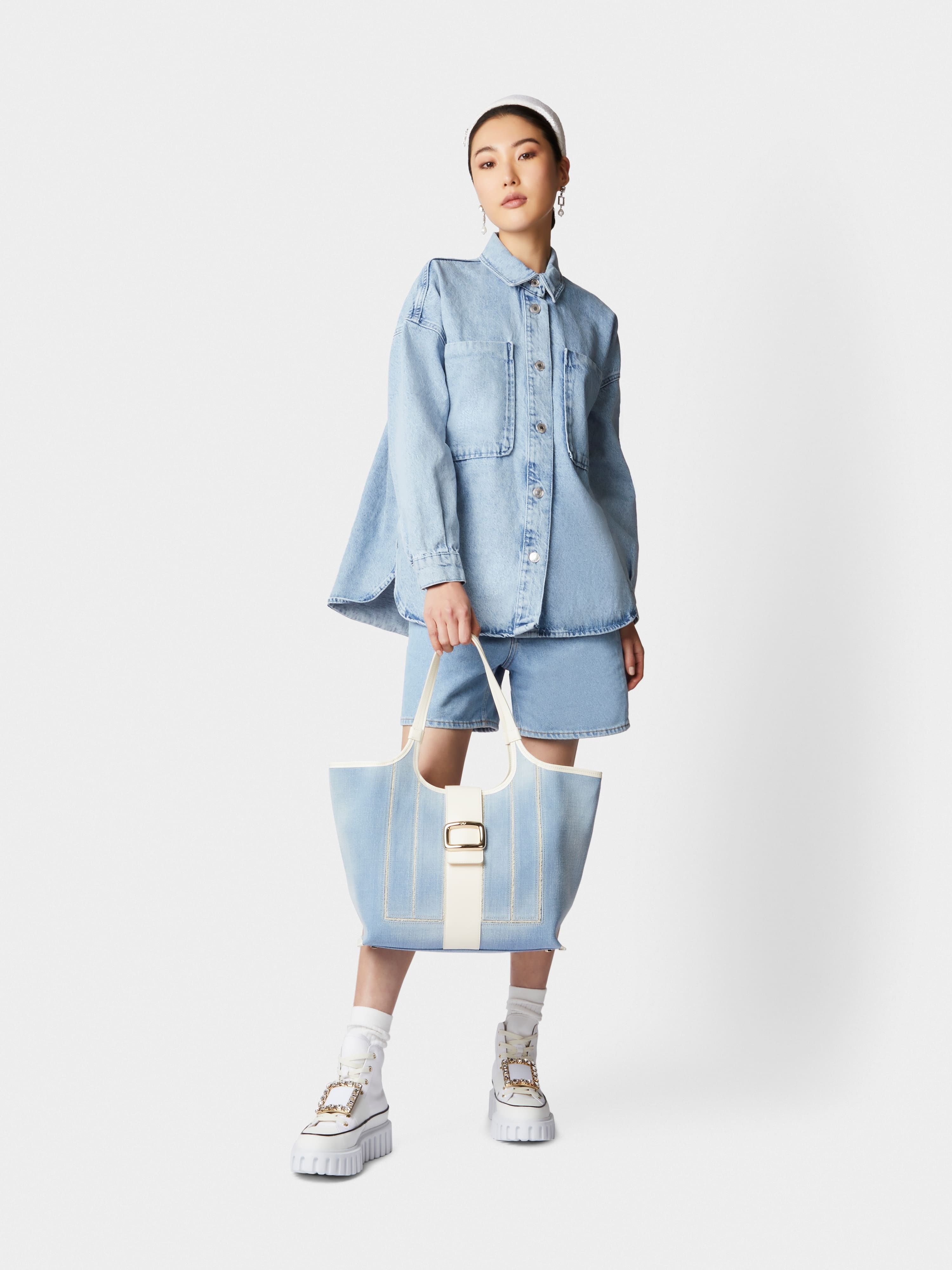 Viv' Choc Medium Shopping Bag in Denim - 10