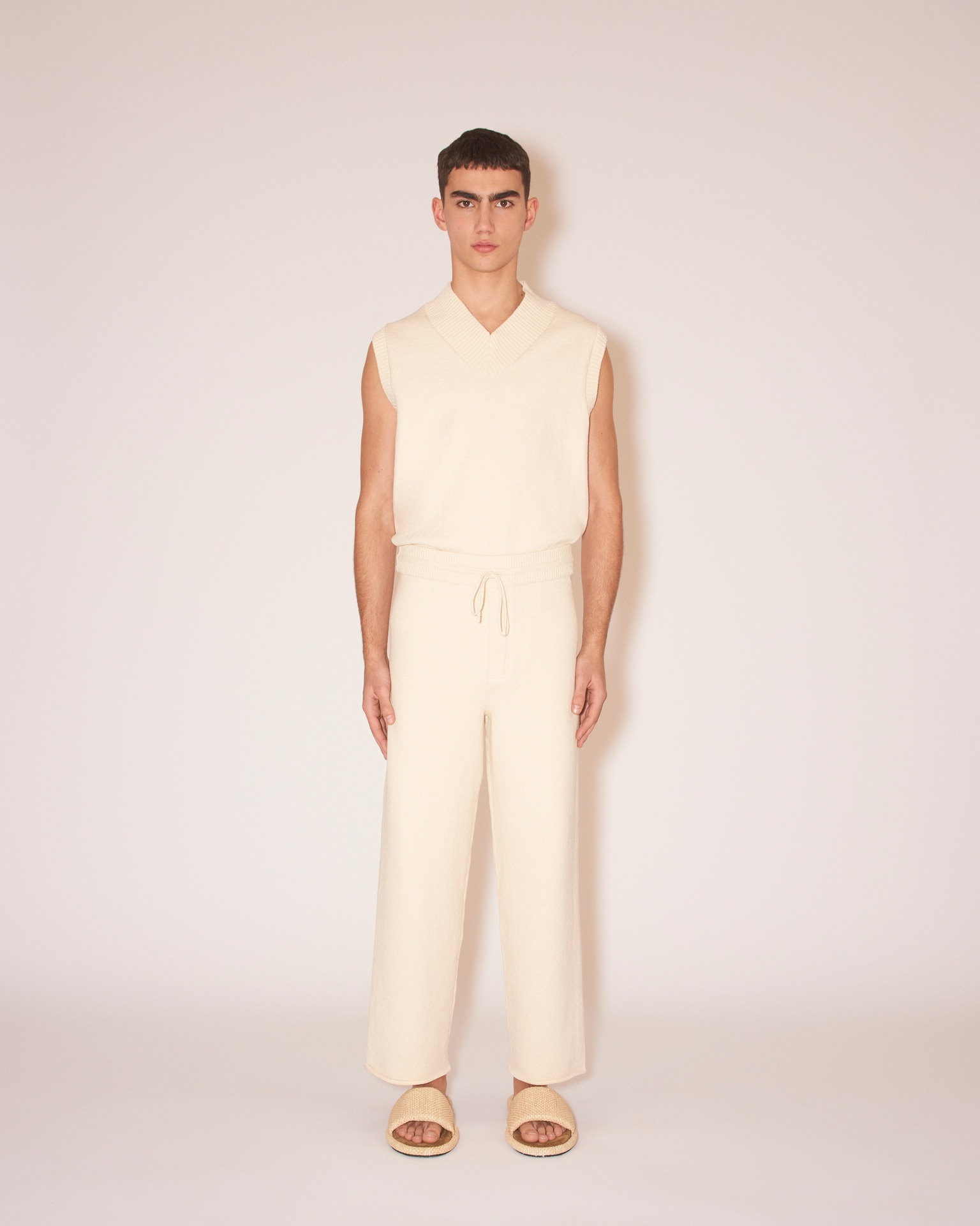 DARIO - Textured linen relaxed pants - Creme - 2
