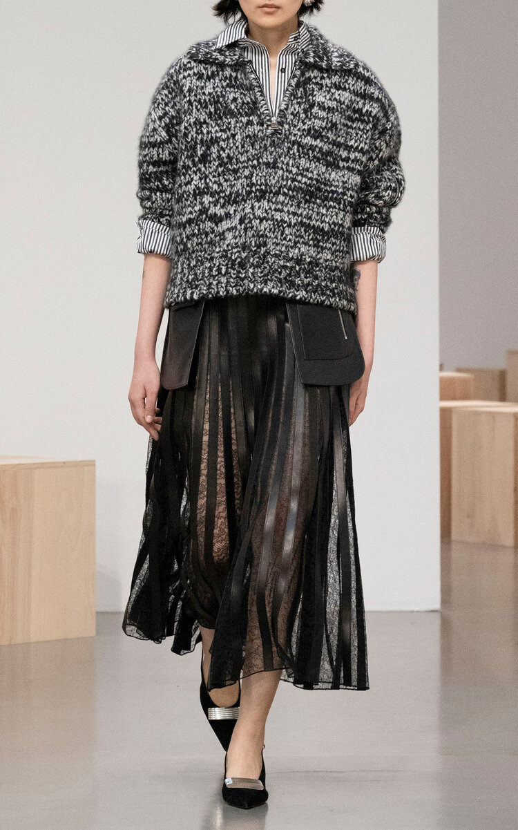 The Alix Strip-Detailed Leather Midi Skirt black - 5