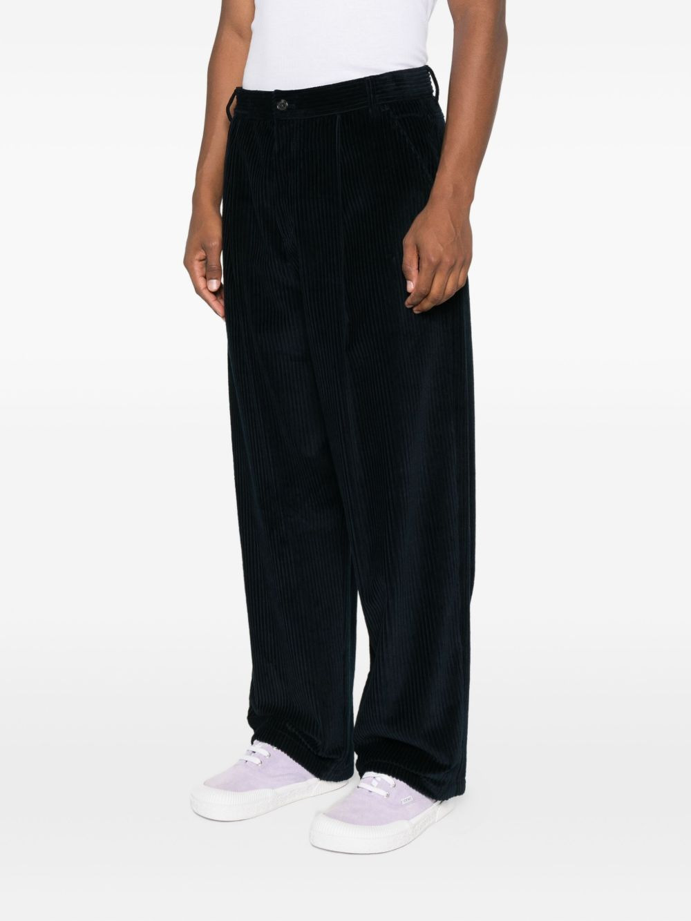 pleat-detail corduroy trousers - 3