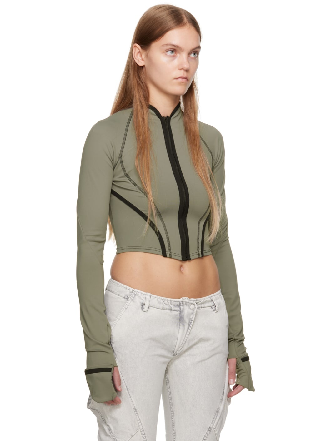 Khaki Slashed Sweater - 2