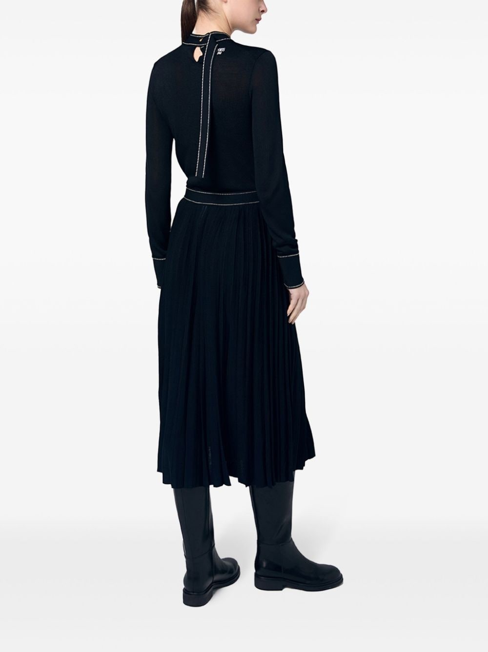 contrast-stitching round-neck sweater - 3