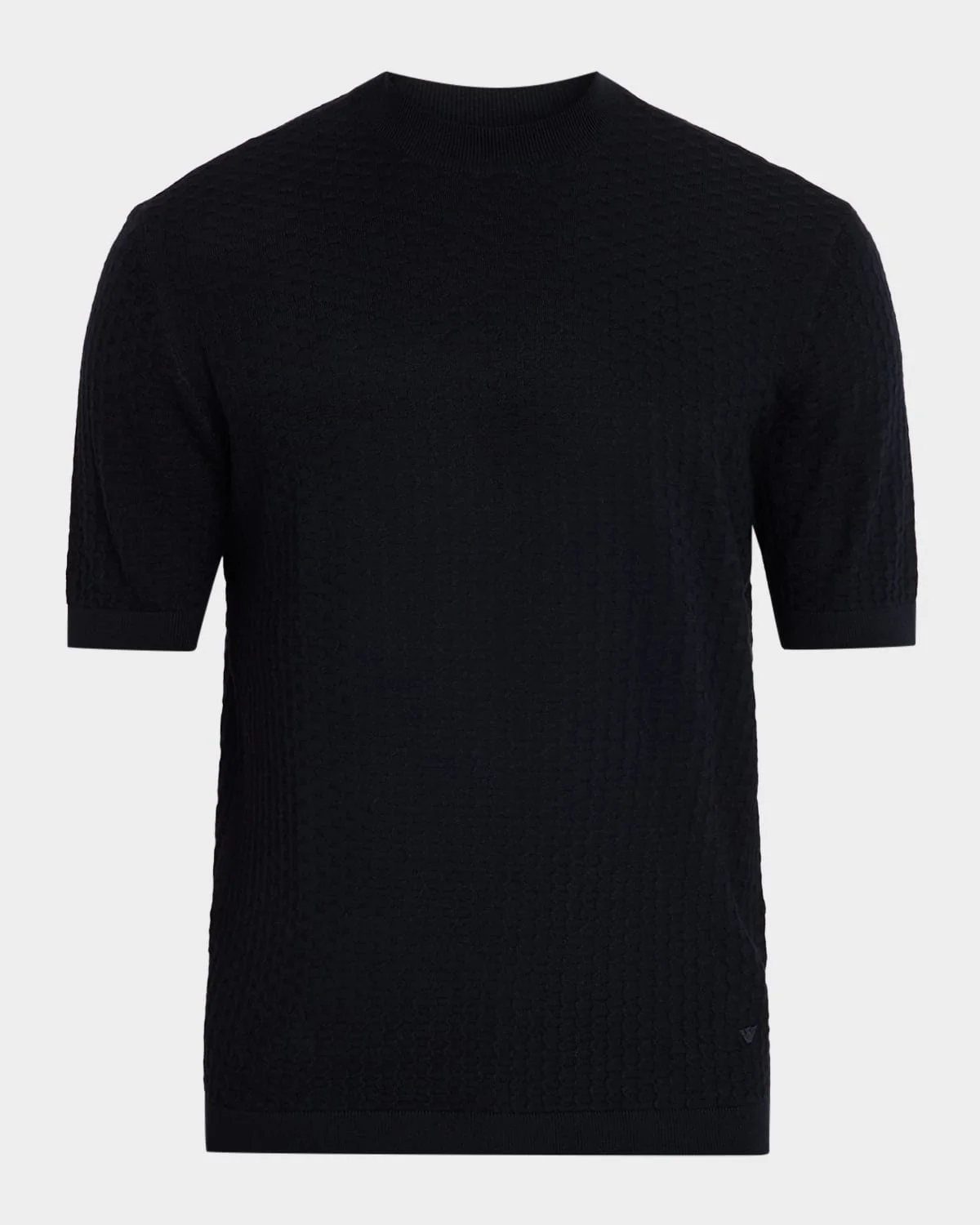 Men's Wool Honeycomb Jacquard Short-Sleeve Sweater - 1