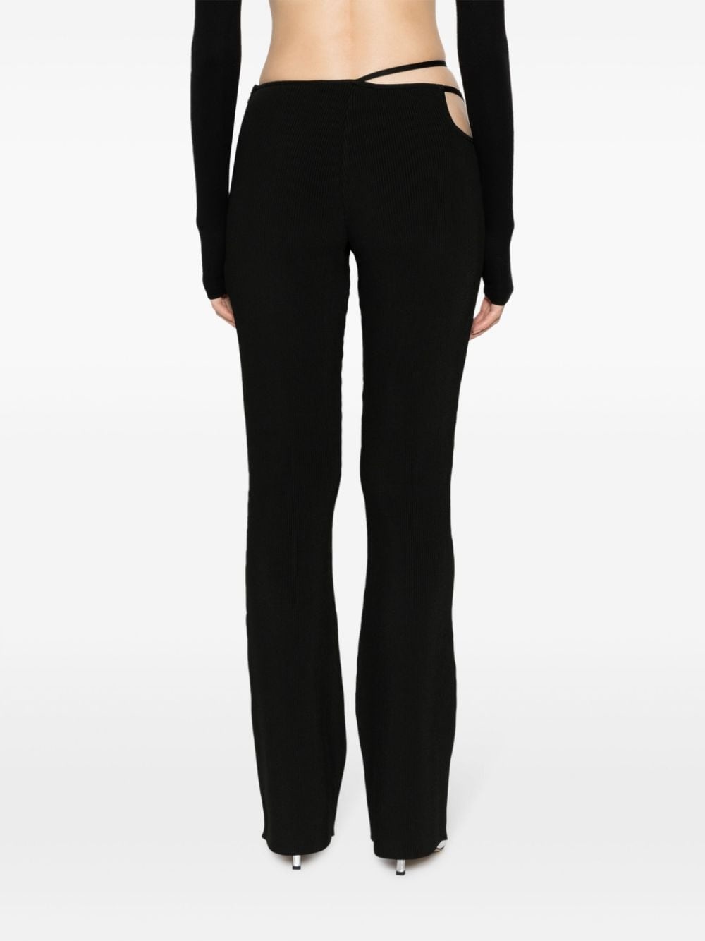 ribbed-knit cut-out trousers - 4