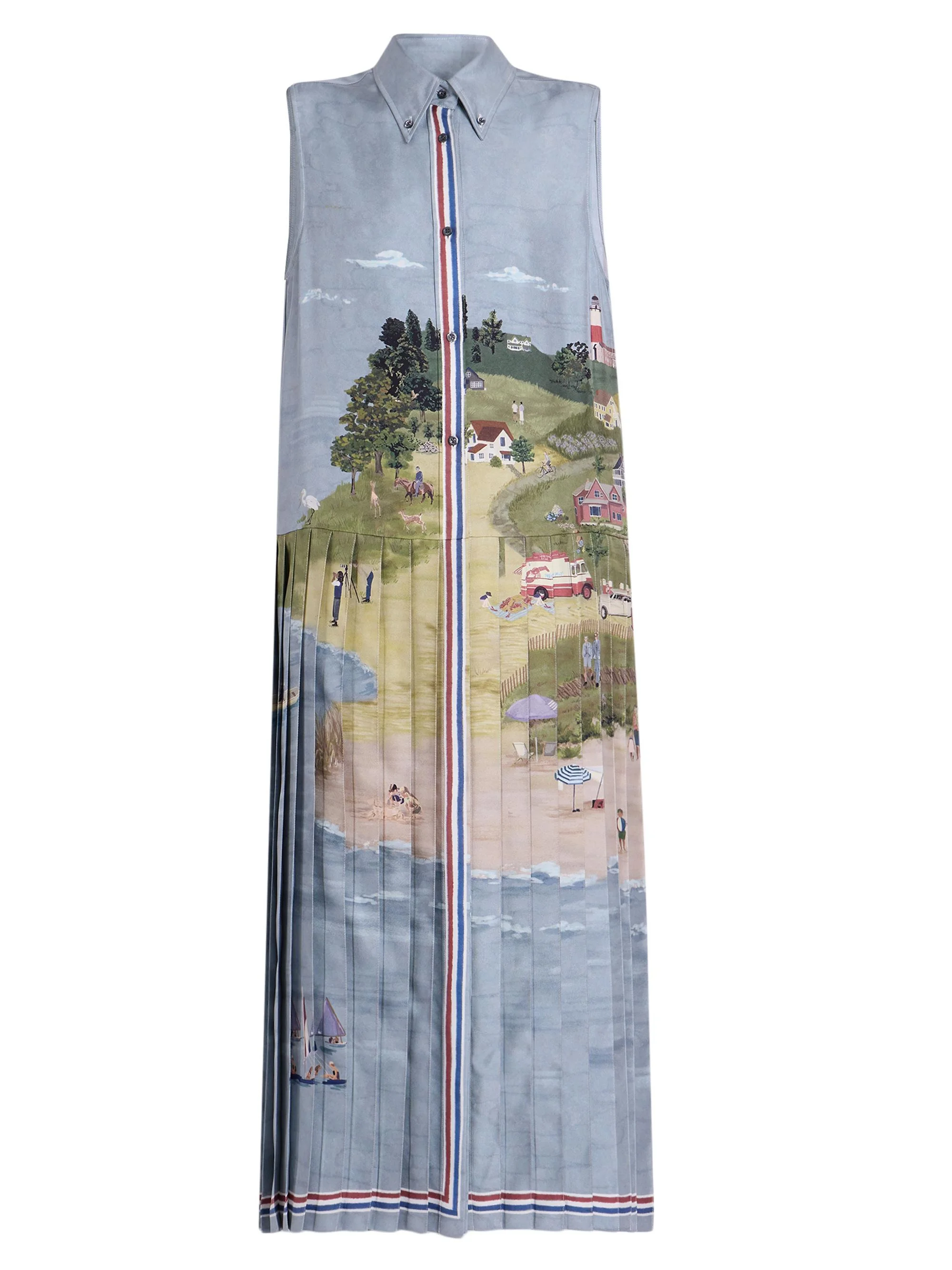 Women's Scenic Coastline Silk Shirtdress - Multi - 1
