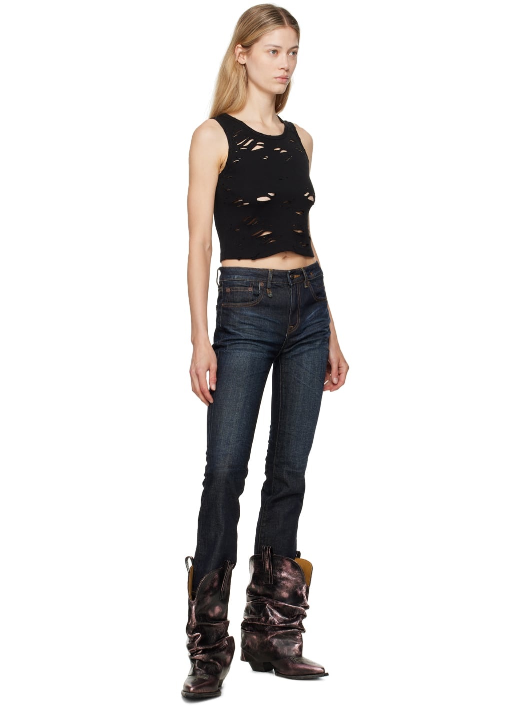 Black & Pink Low Rider Cowboy Boots - 5