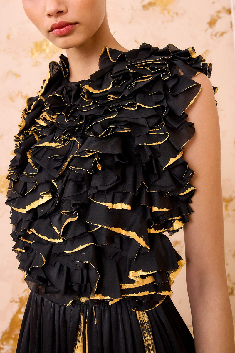 Byzantine Handpainted Silk Backless Gown 3