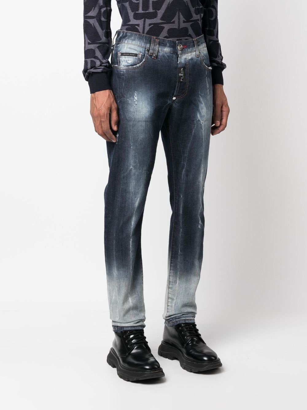 distressed straight-leg jeans - 3