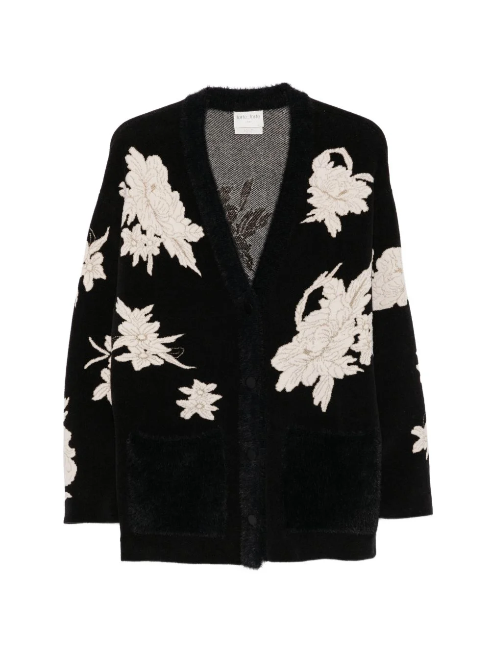 floral-embroidered cardigan-style jacket - 1