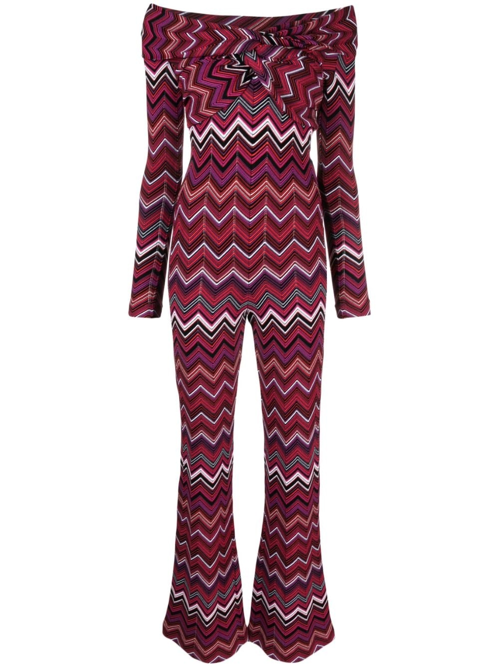 zigzag woven knitted jumpsuit - 1