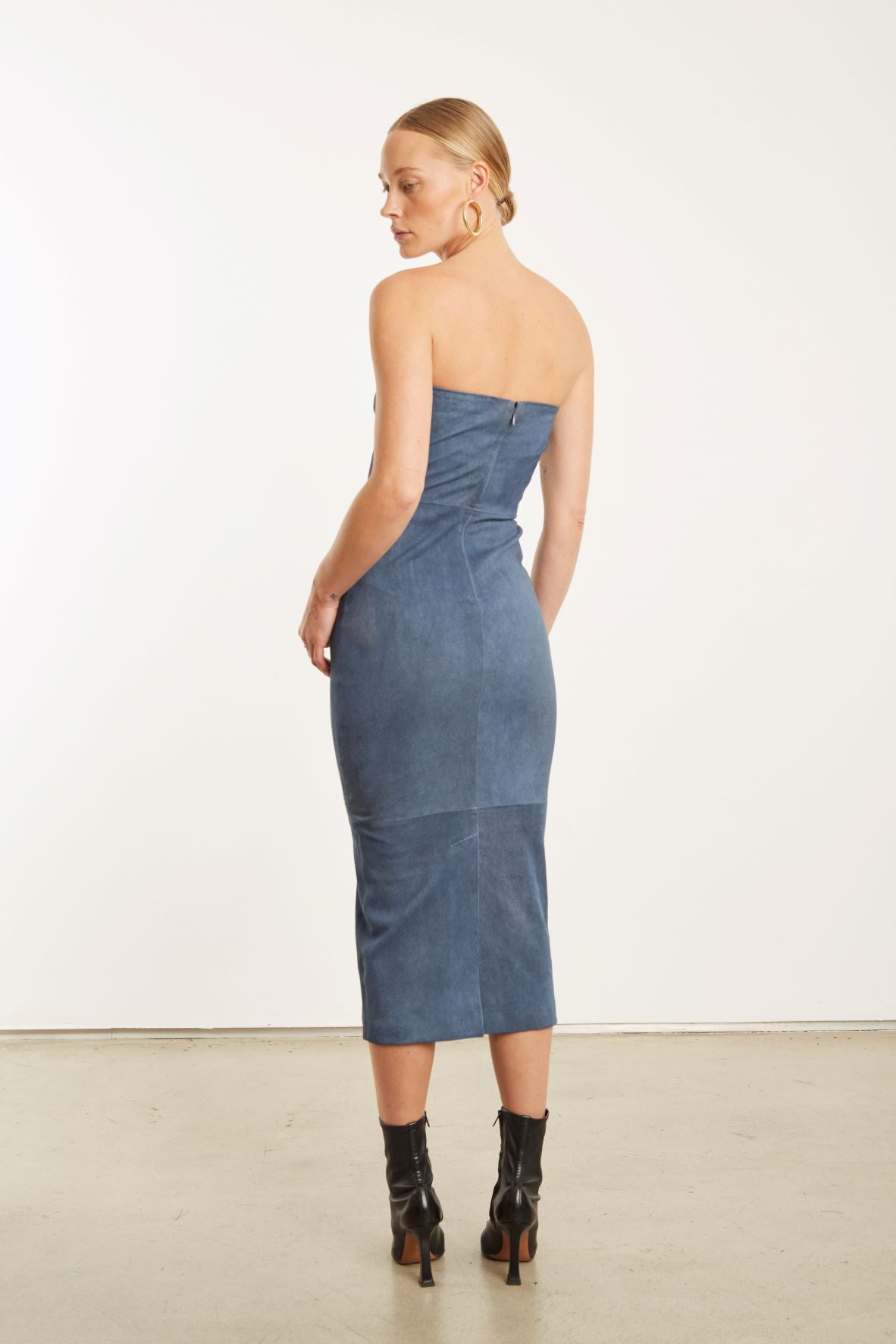 DENIM SUEDE TUBE DRESS - 4