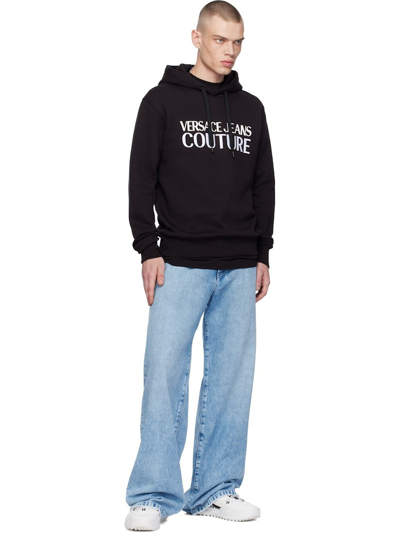 VERSACE JEANS COUTURE Black Screen-Printed Hoodie outlook
