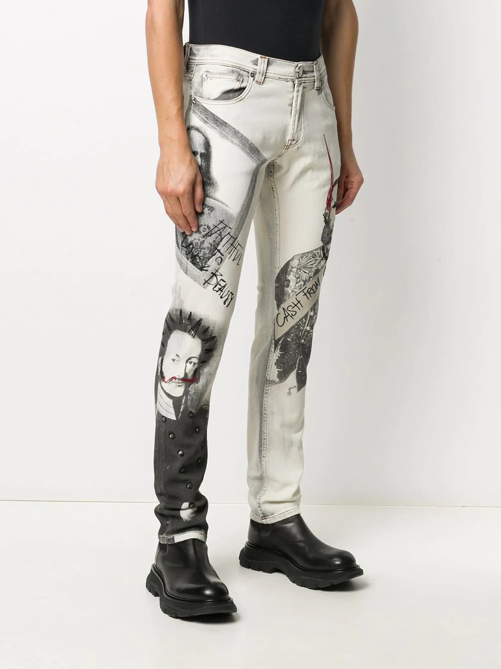 graphic print jeans - 3