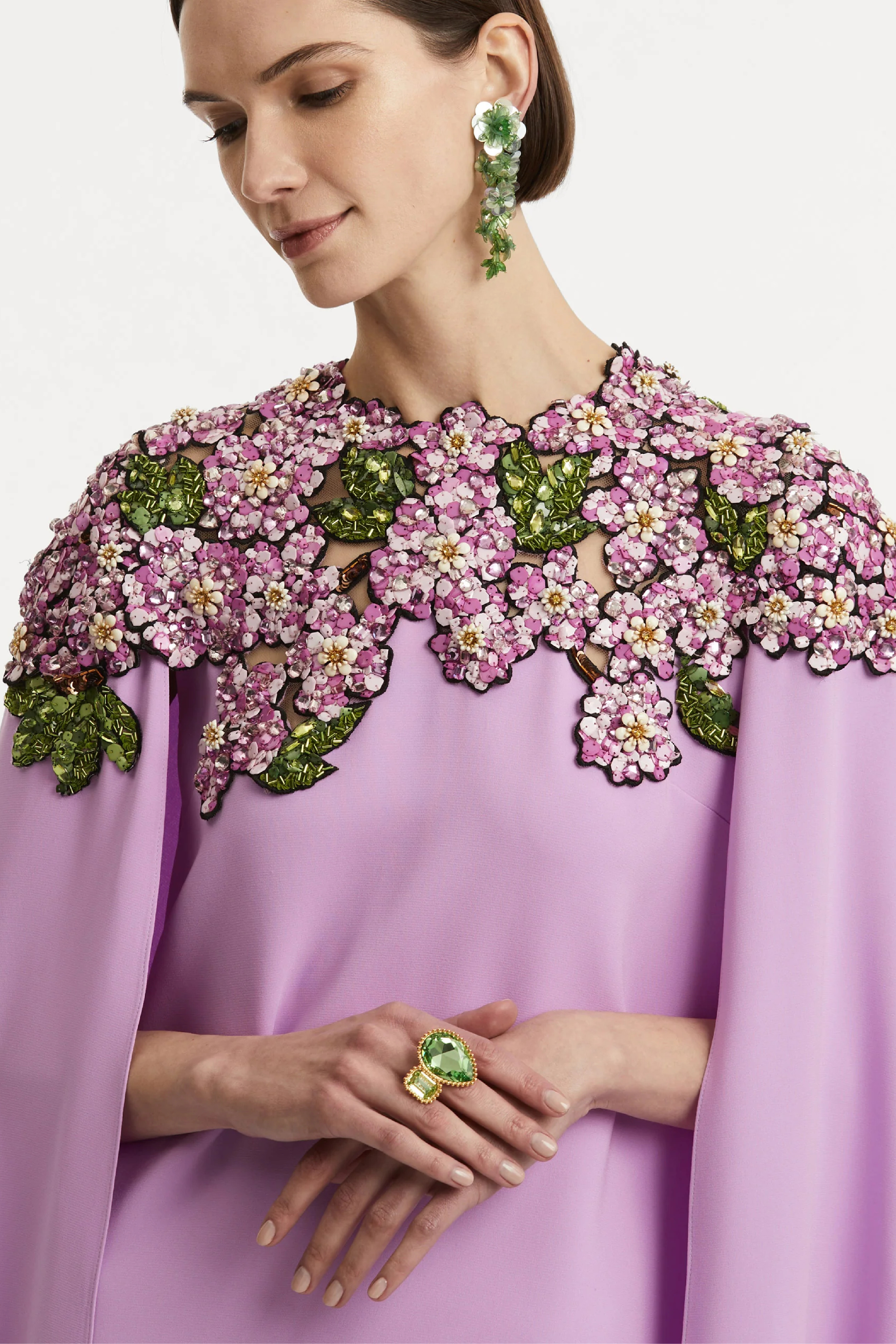MOSAIC SEQUIN FLORAL EMBROIDERED CAFTAN - 5