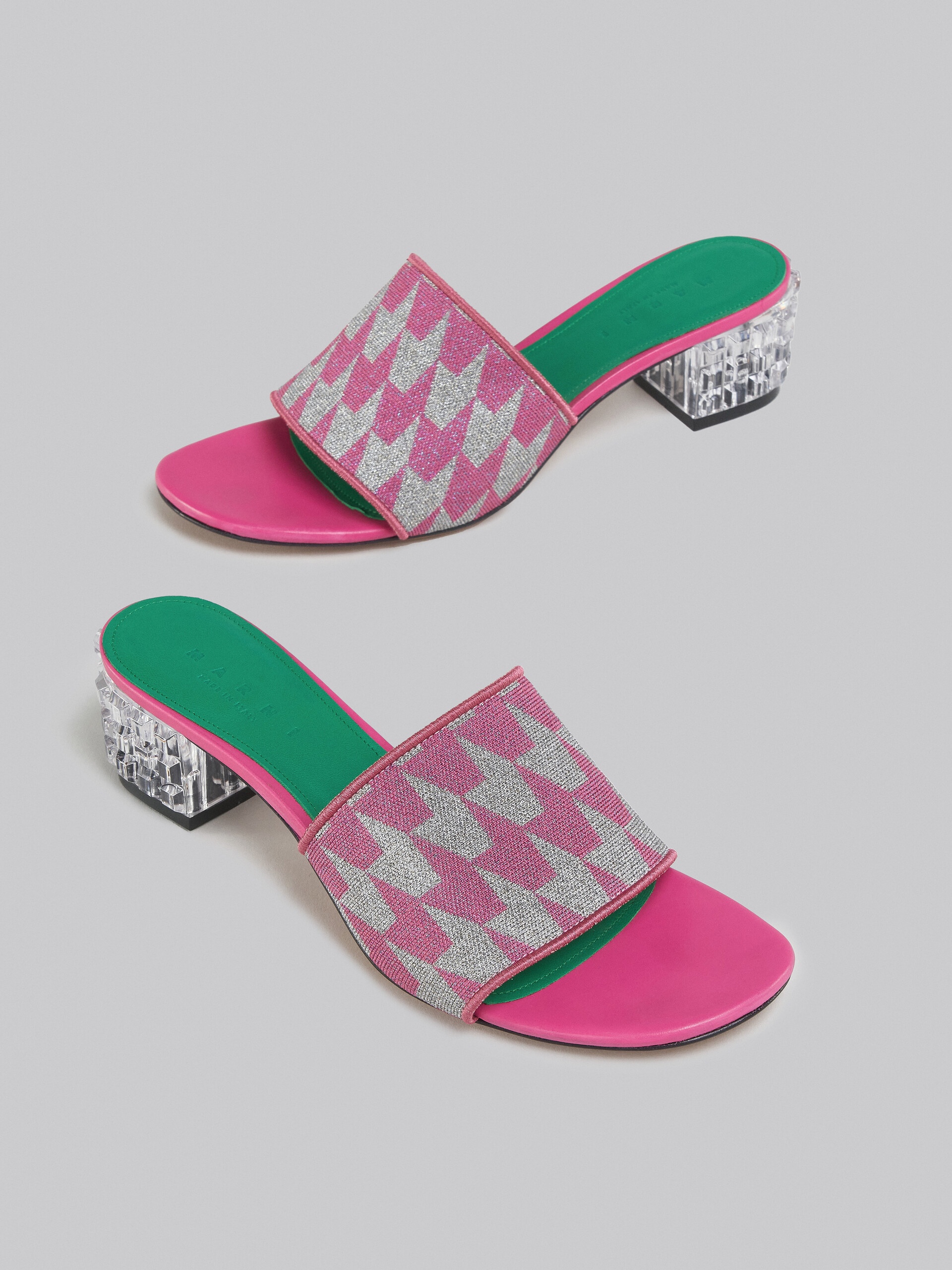 LUREX PINK AND SILVER SABOT WITH HOUNDSTOOTH MOTIF - 5