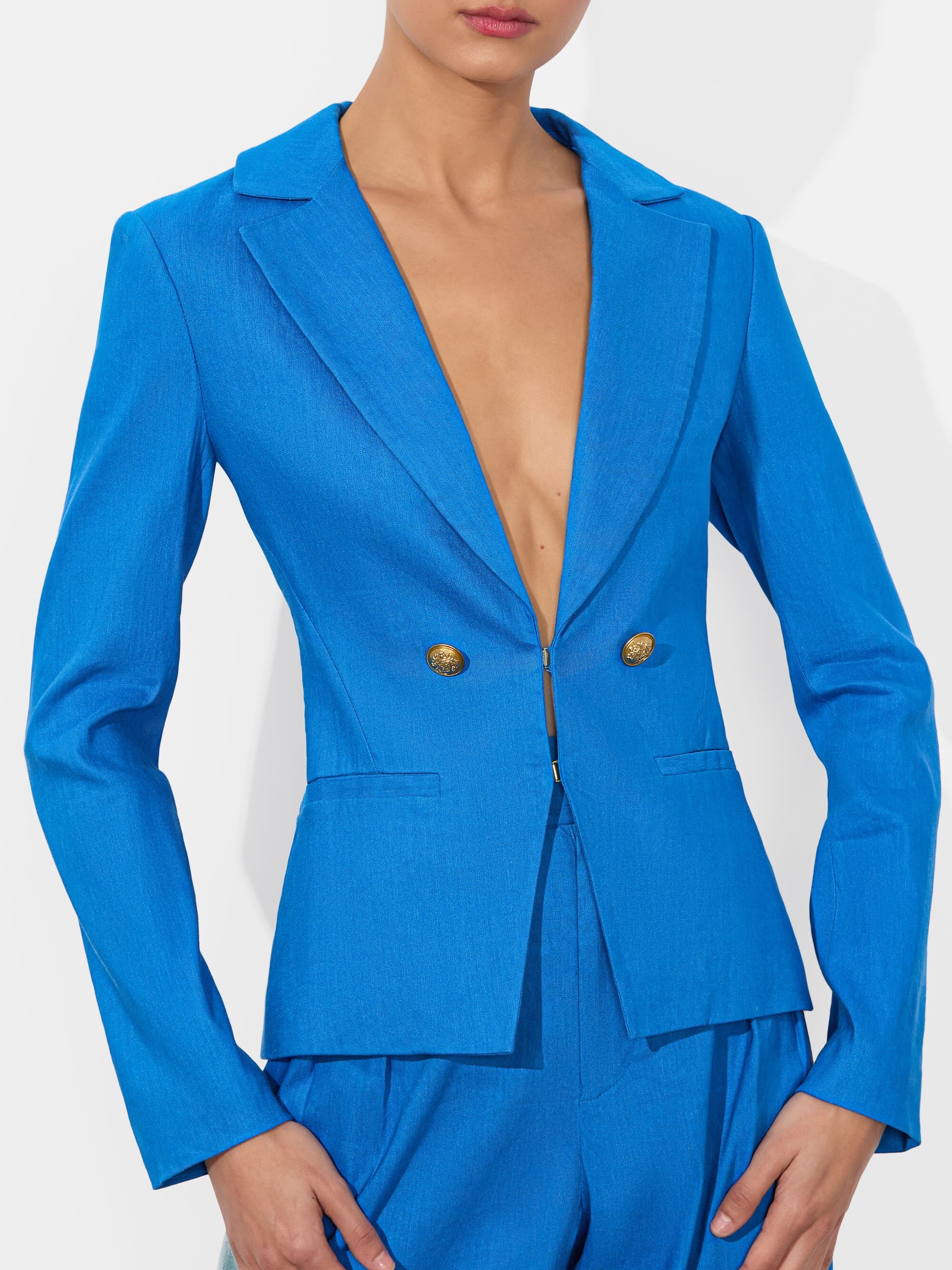 MYA LINEN FITTED BLAZER - 5