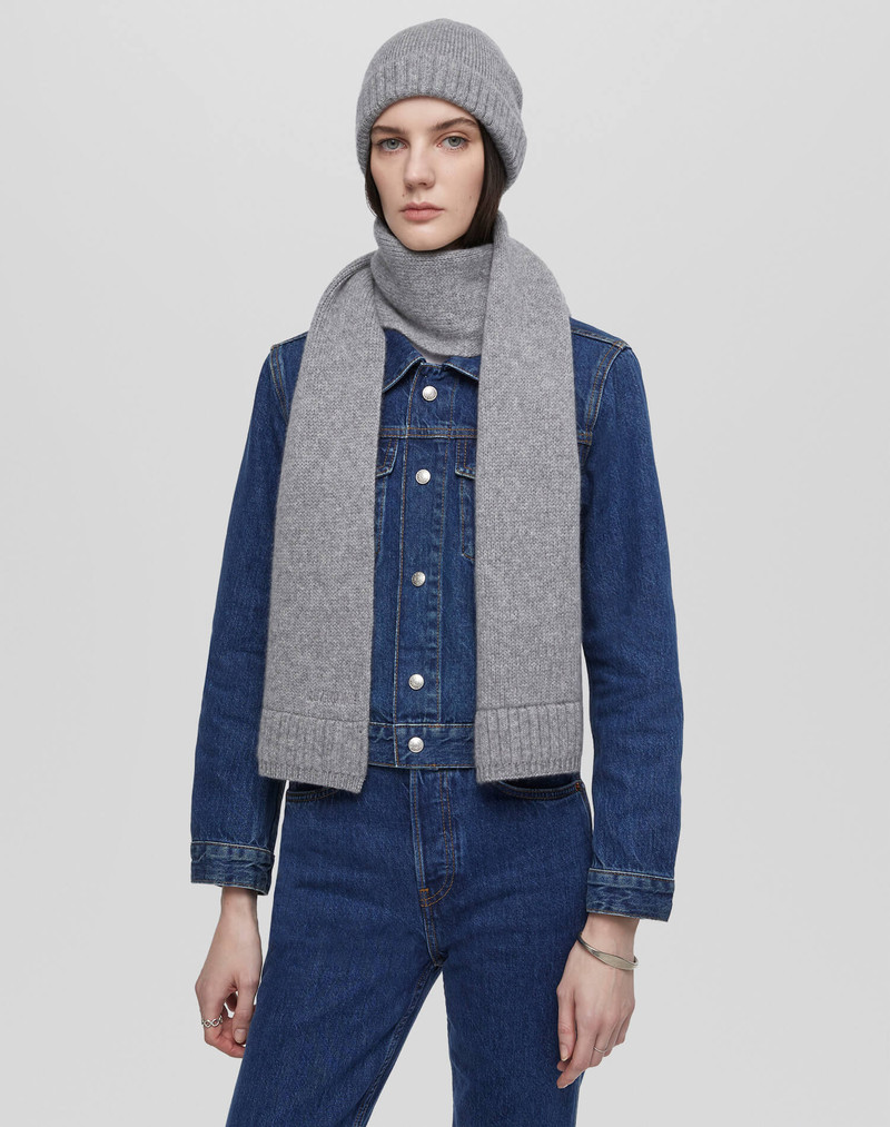 Cashmere Rib Scarf - Grey Heather 3