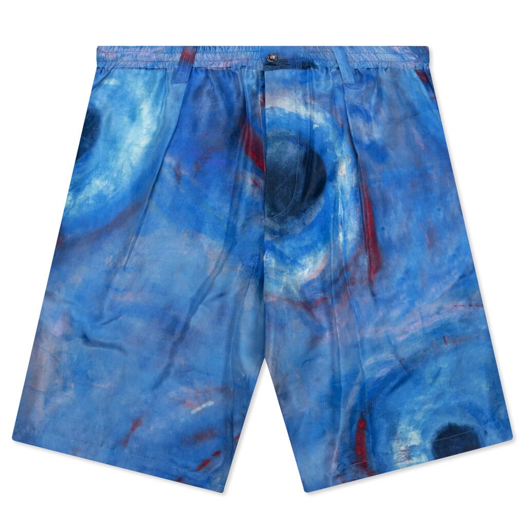 SILK HABOTAI STRETCH WAIST SHORTS - COBALT - 1