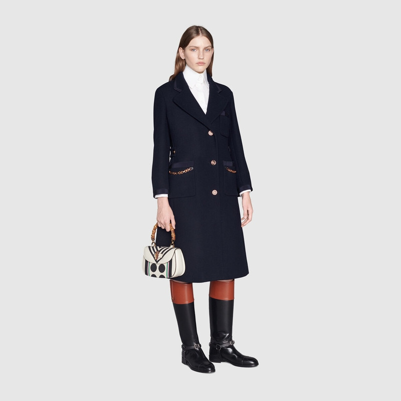 GUCCI Wool coat with GG chains outlook