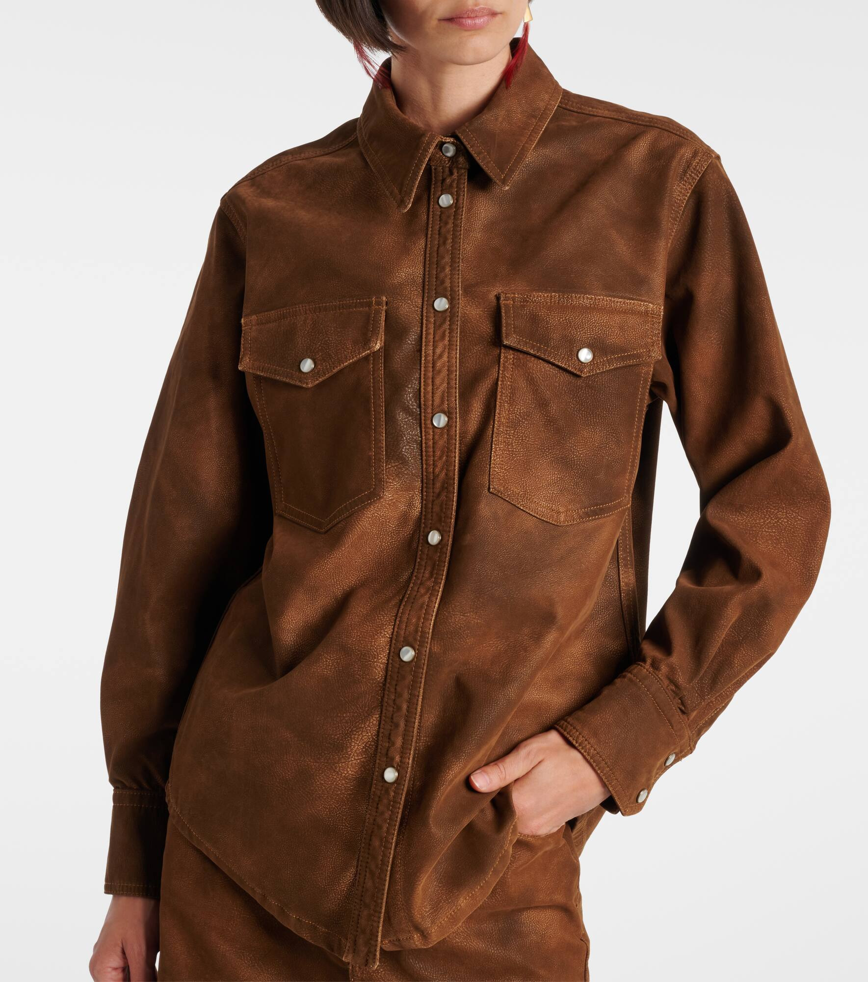 Karima faux leather overshirt - 6