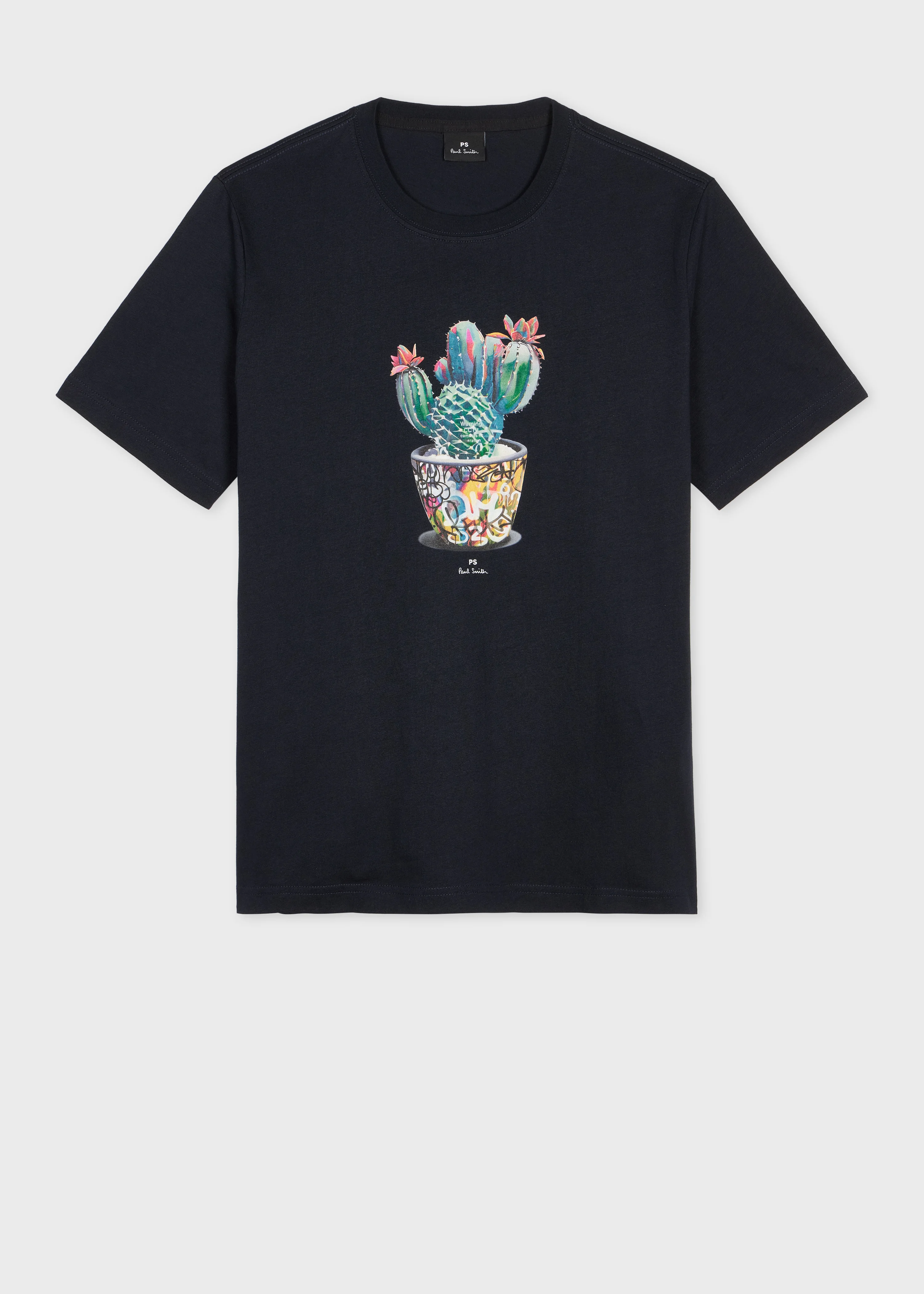 Navy 'Graffiti Cactus' Print T-Shirt - 1