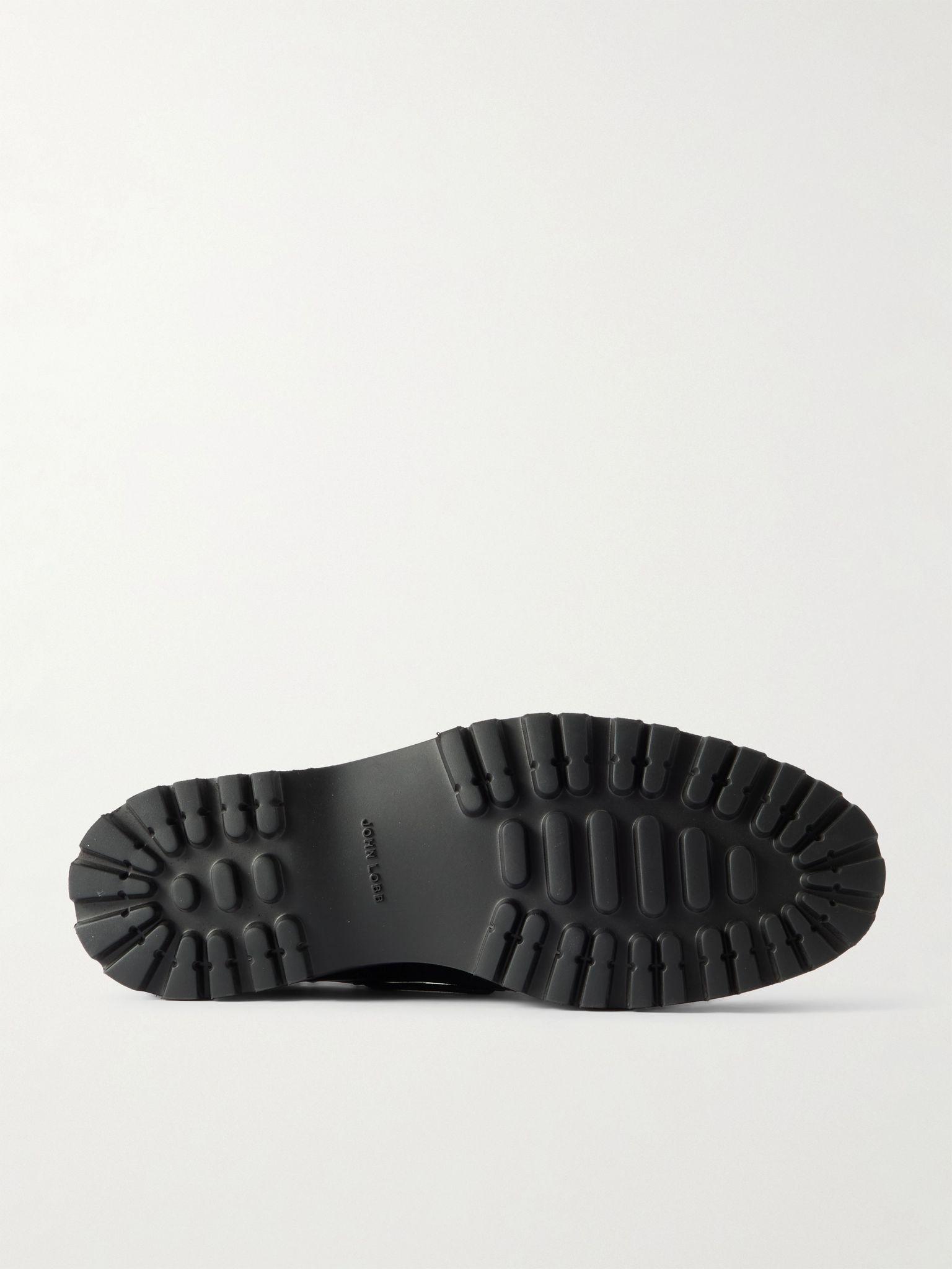 Tide Glossed-Leather Boat Shoes Black - 3