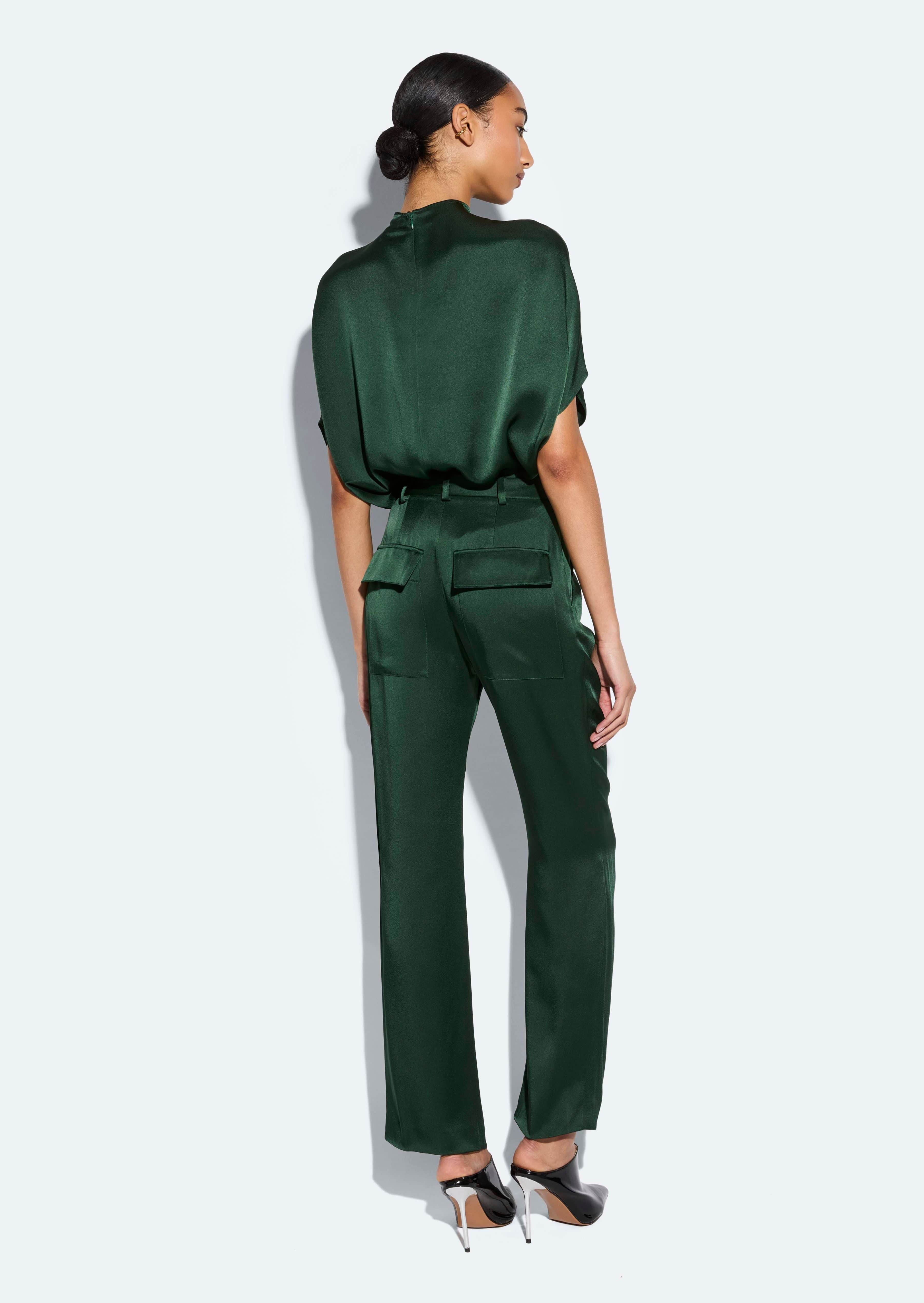 Satin Tapered Pleated Pant - 4