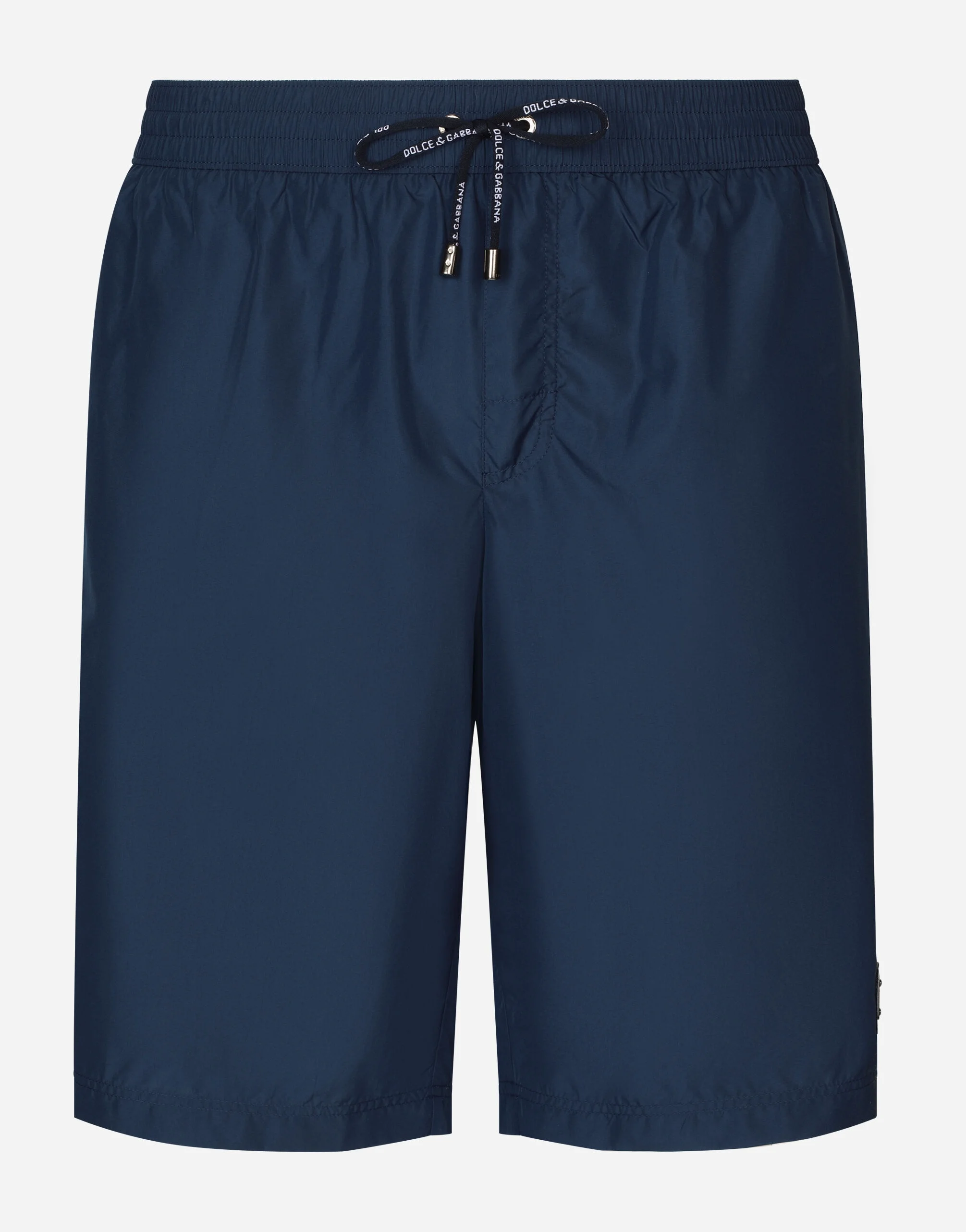 Mid-length swim trunks with logo tag - 1