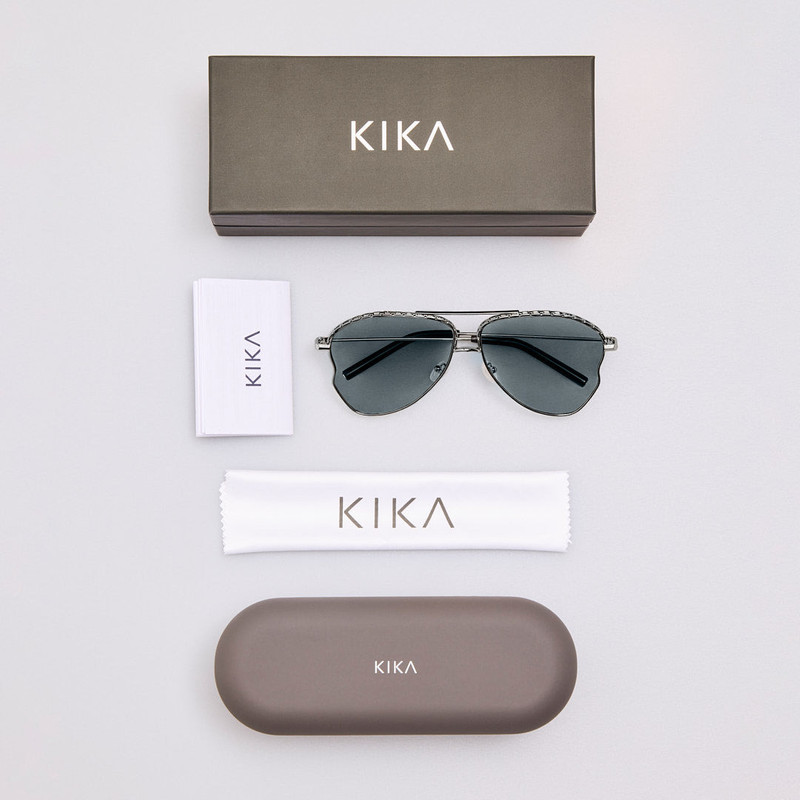 Kika Mendoza Sunglasses in Antique Silver and Grey 6