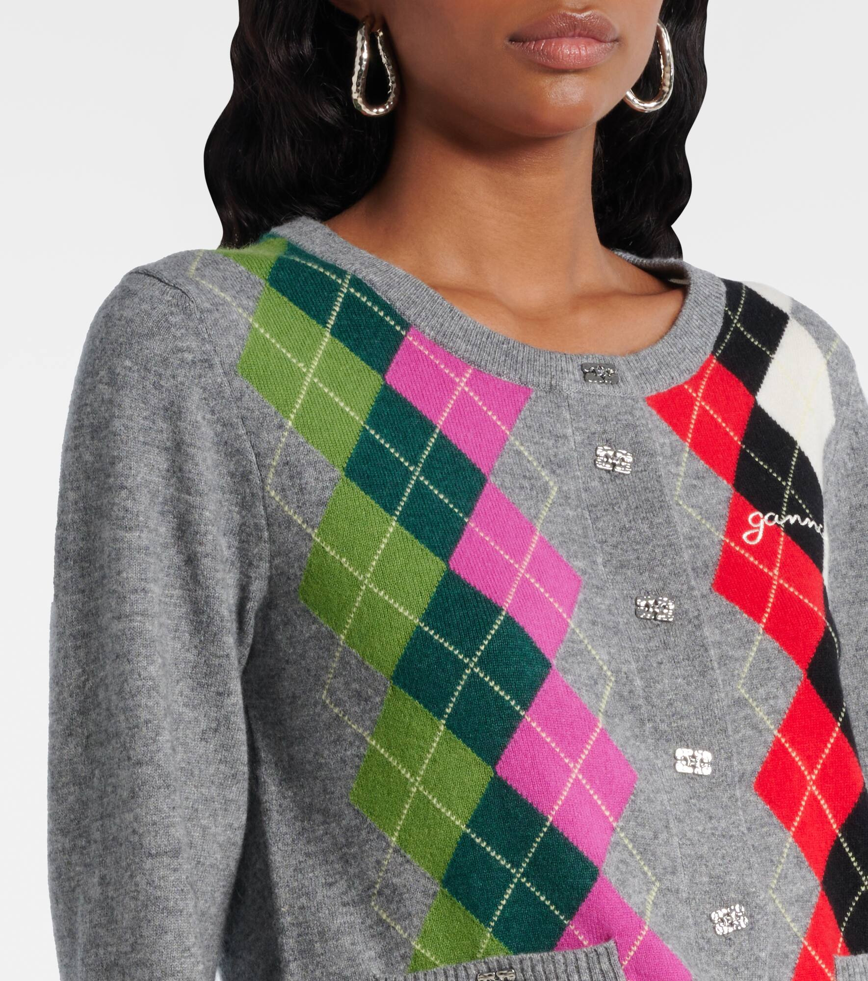 Argyle wool and cashmere cardigan - 4