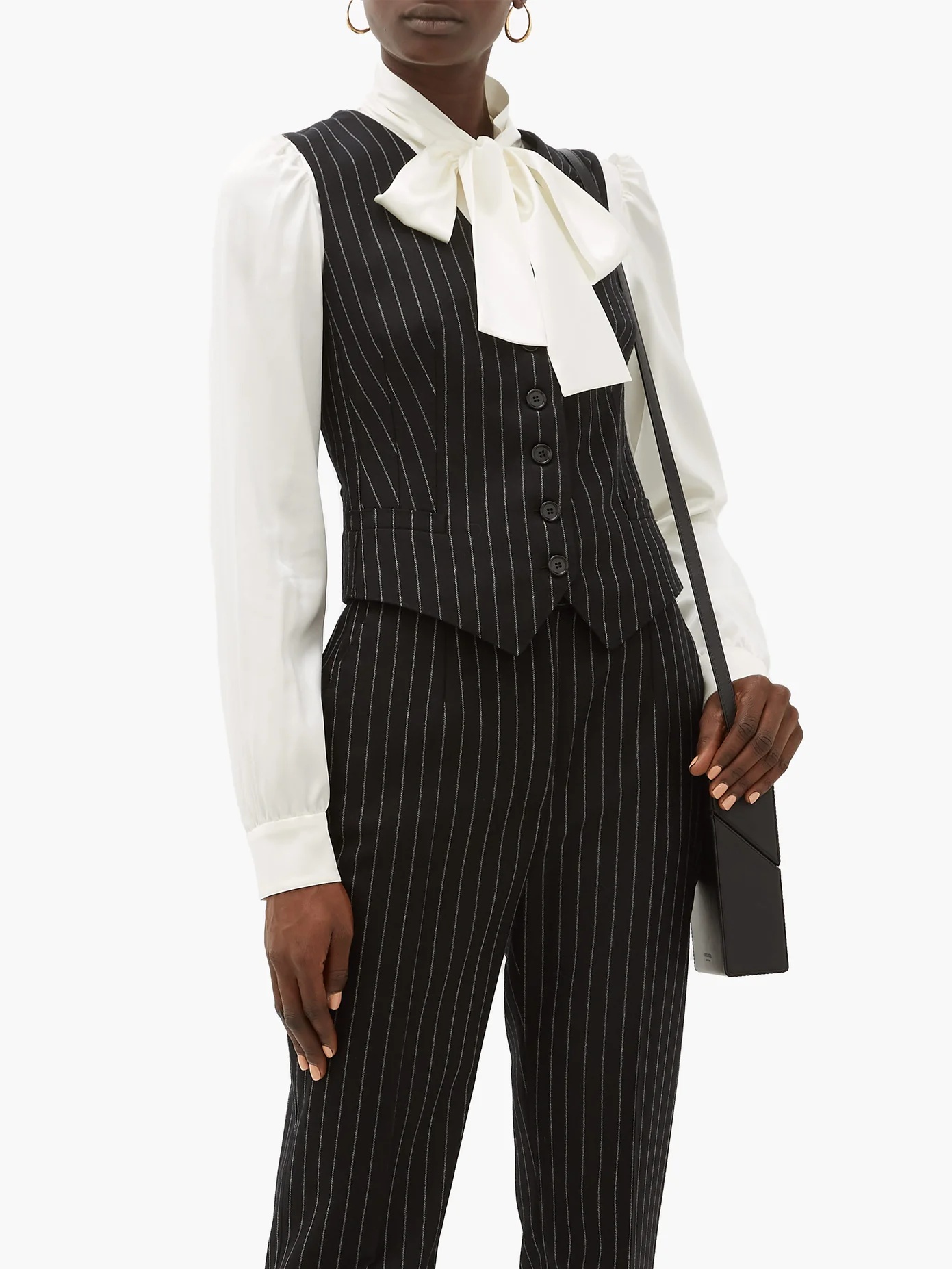 Chalk-striped wool-blend waistcoat - 6