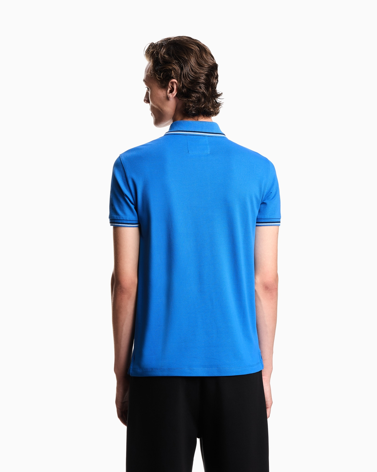 Slim-fit stretch piqué polo shirt with micro eagle - 3